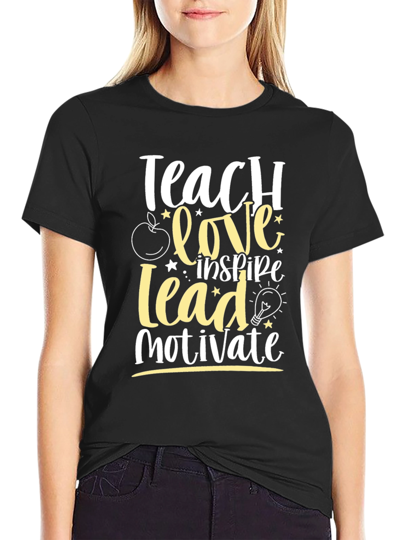 Camiseta Negra Teach Love Inspire Lead Motivate