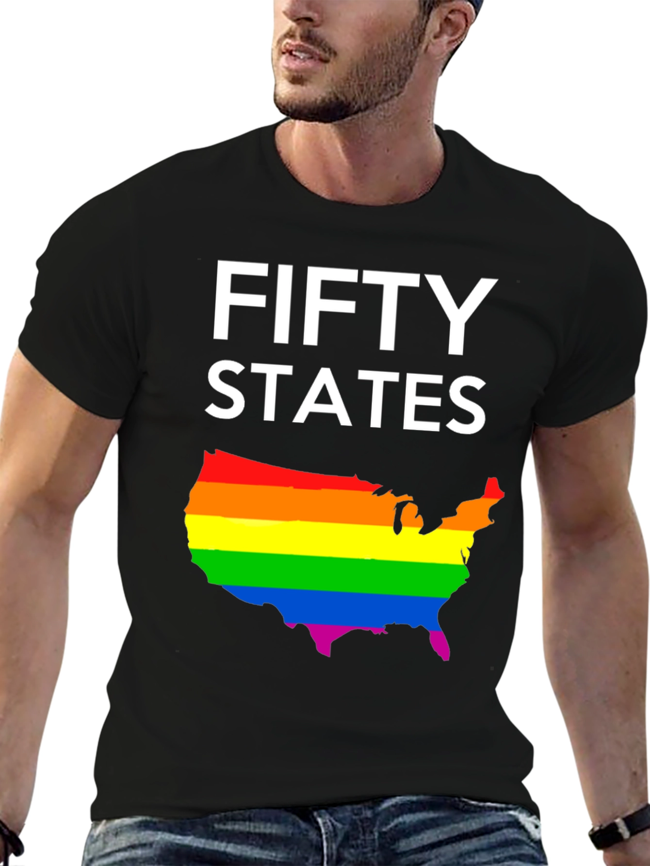 Camiseta Negra Fifty States Orgullo LGBT