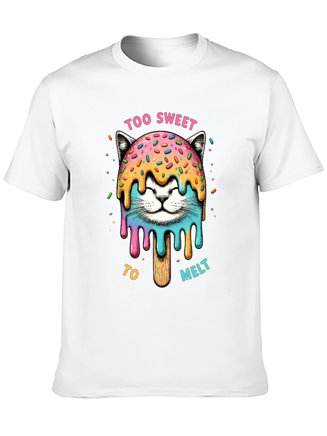 Camiseta Negra con Diseño de Gato Helado