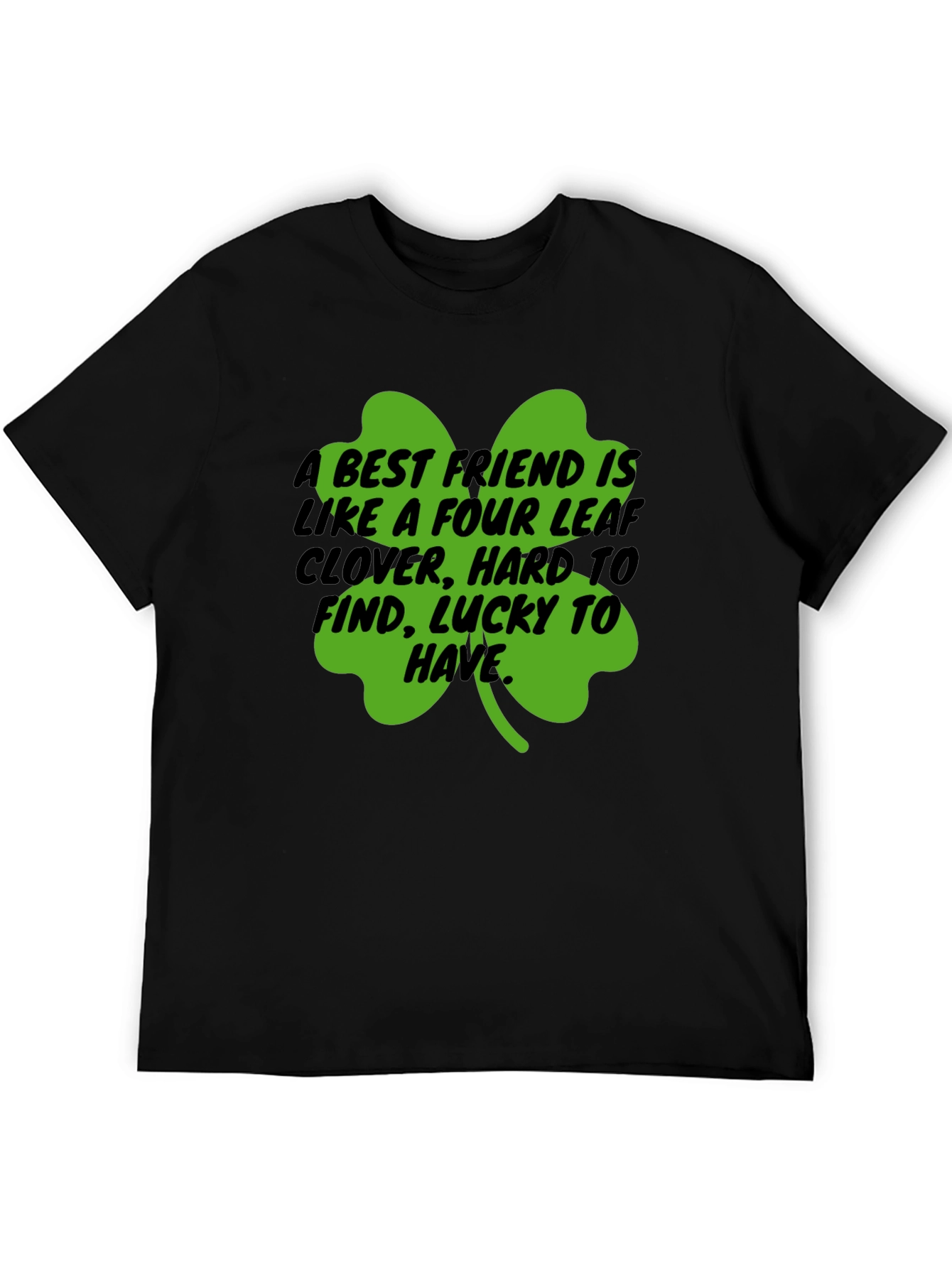 Camiseta Negra Trébol de la Suerte para Amigos