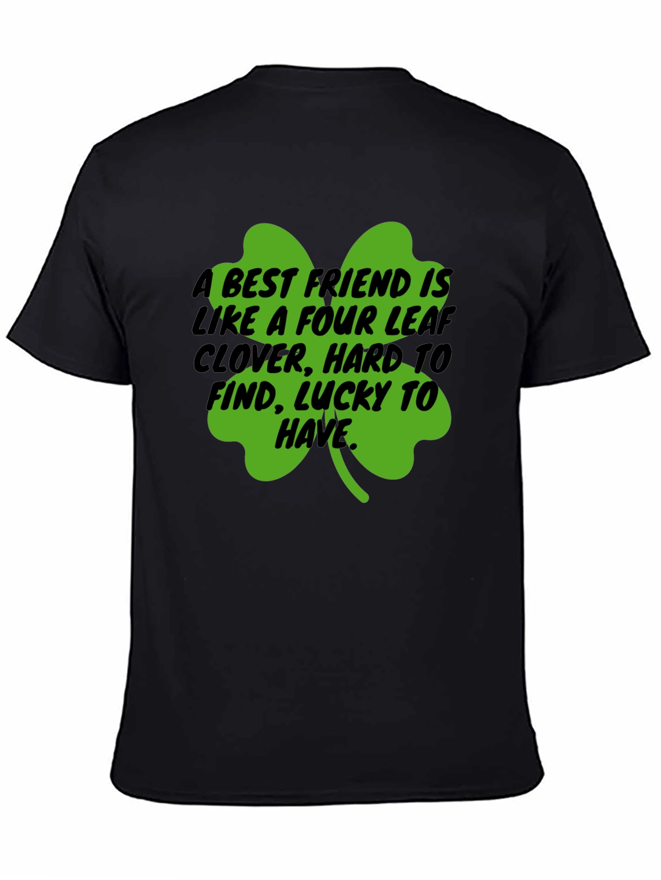 Camiseta Negra Trébol de la Suerte para Amigos