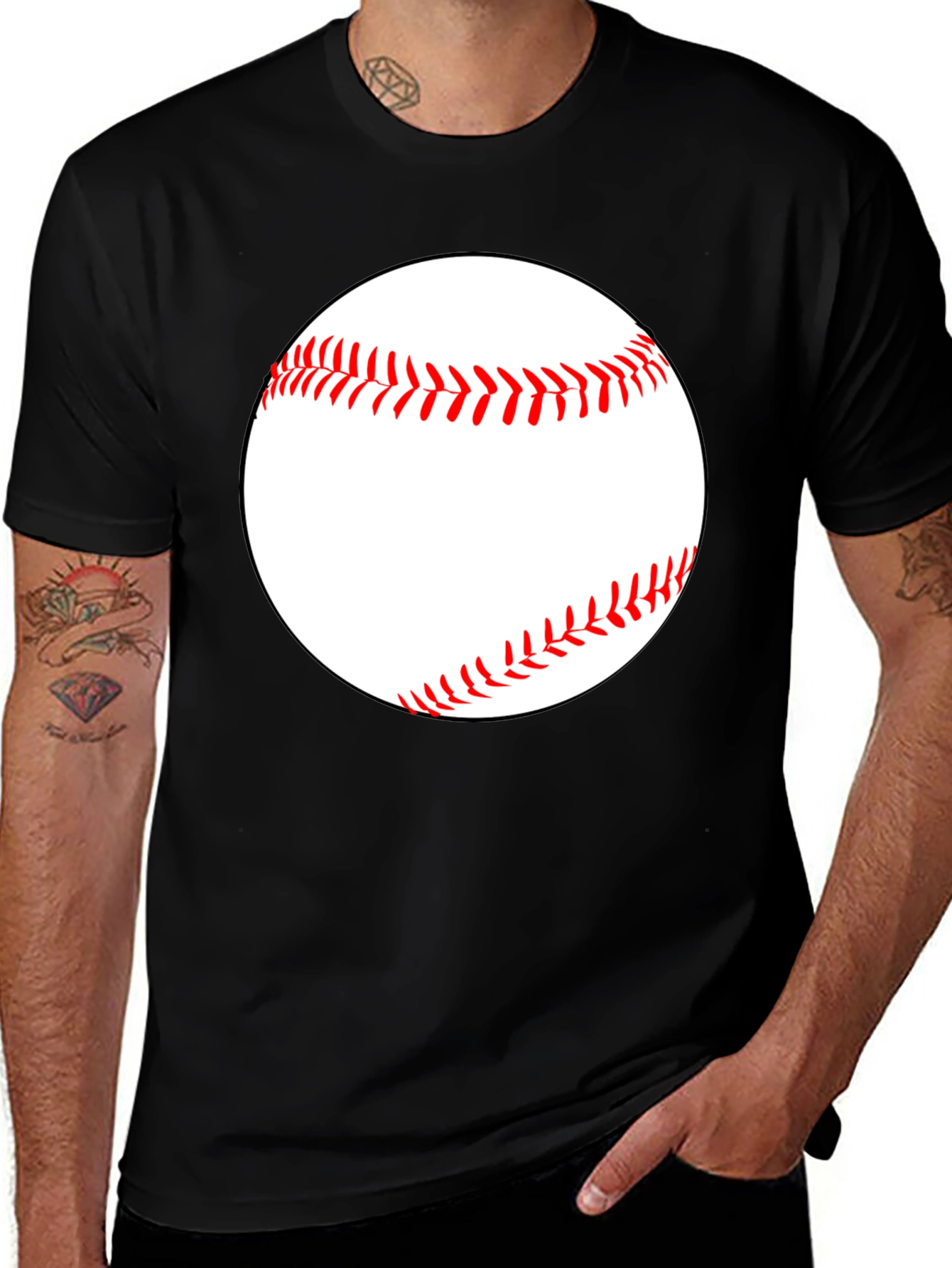 Camiseta Negra con Diseño de Béisbol