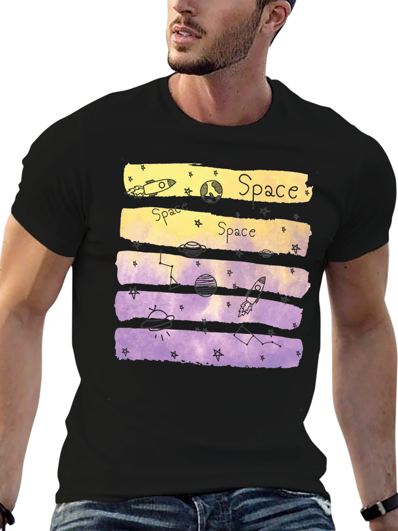 Camiseta Espacial Hombre Diseño Galaxy