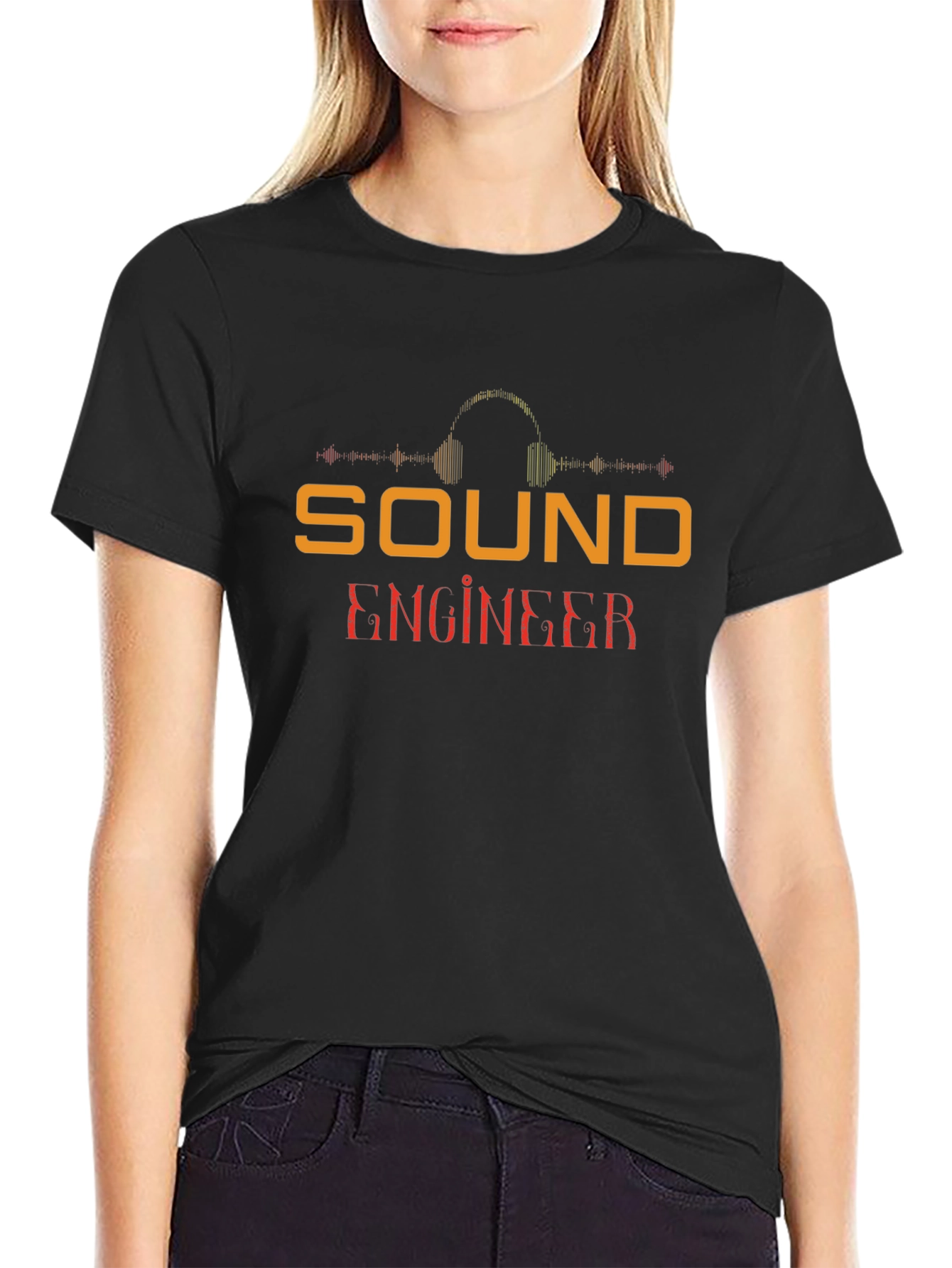 Camiseta Negra Ingeniero de Sonido - Diseño Profesional