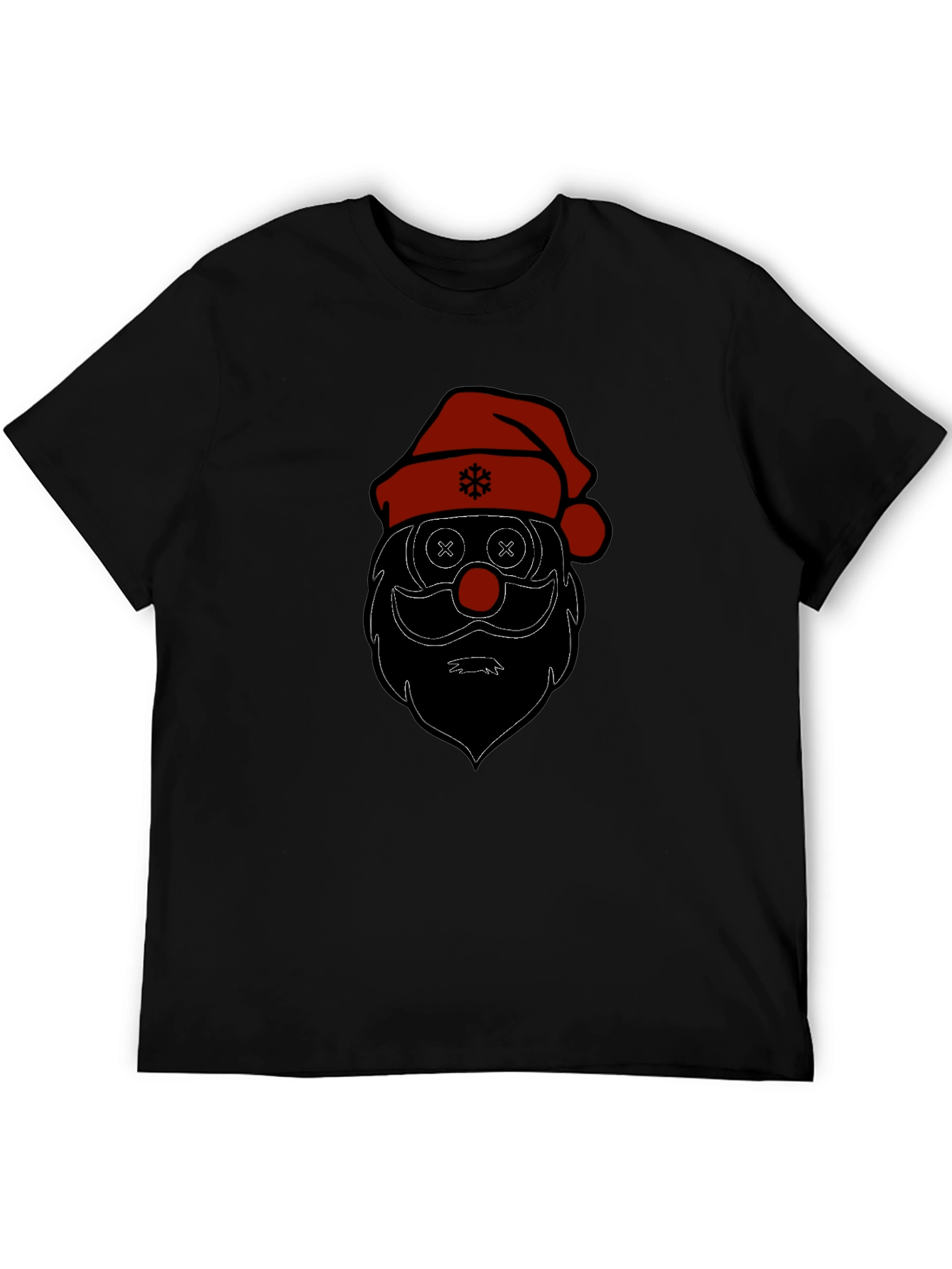 Camiseta Negra Estampado Santa Claus Divertido