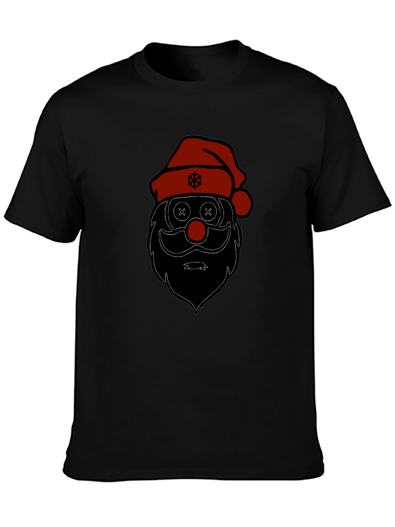 Camiseta Negra Estampado Santa Claus Divertido