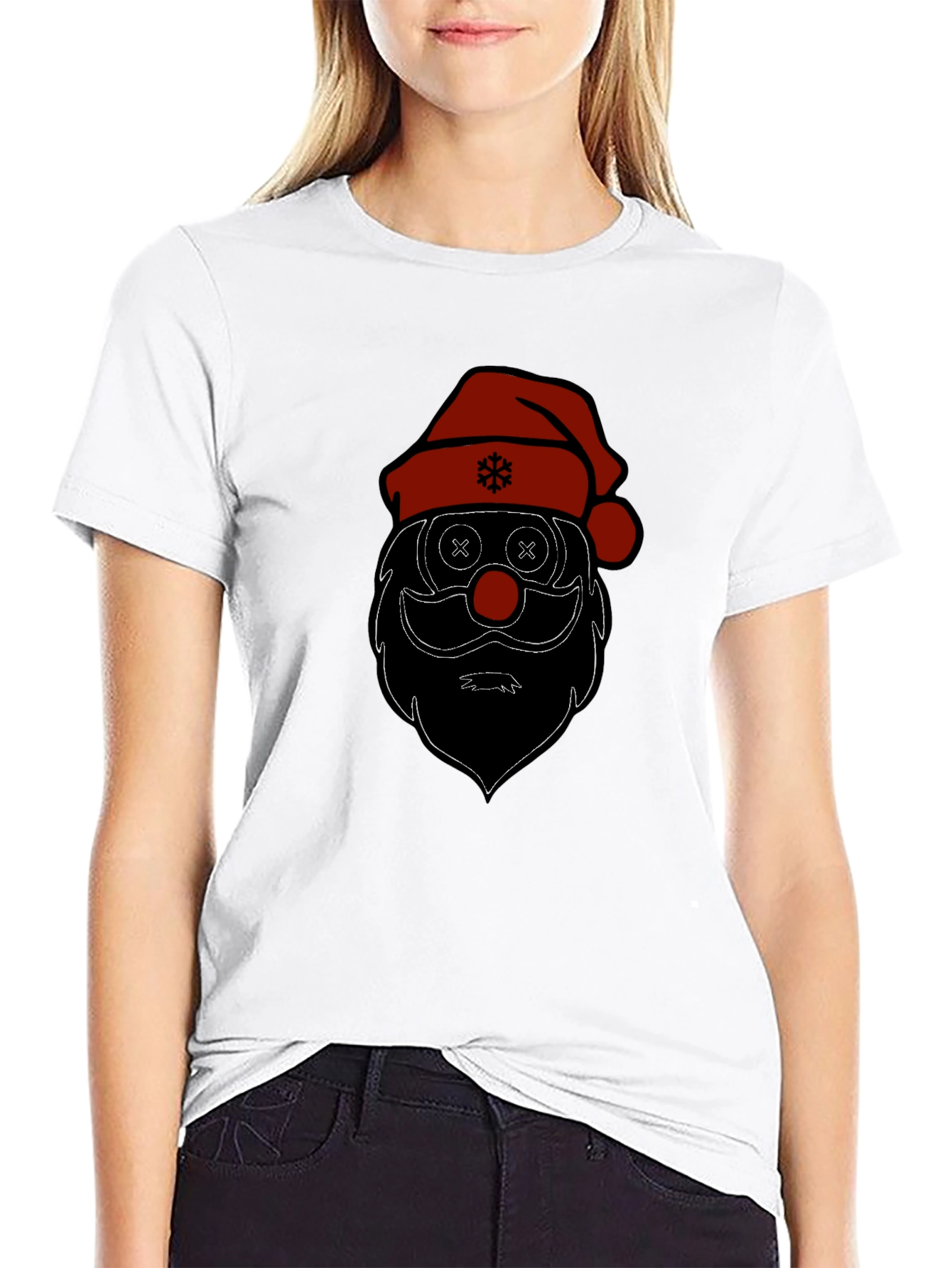Camiseta Negra Estampado Santa Claus Divertido