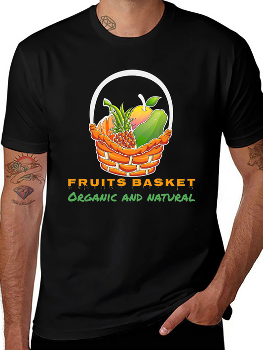 Camiseta Negra con Diseño Frutal Orgánico y Natural