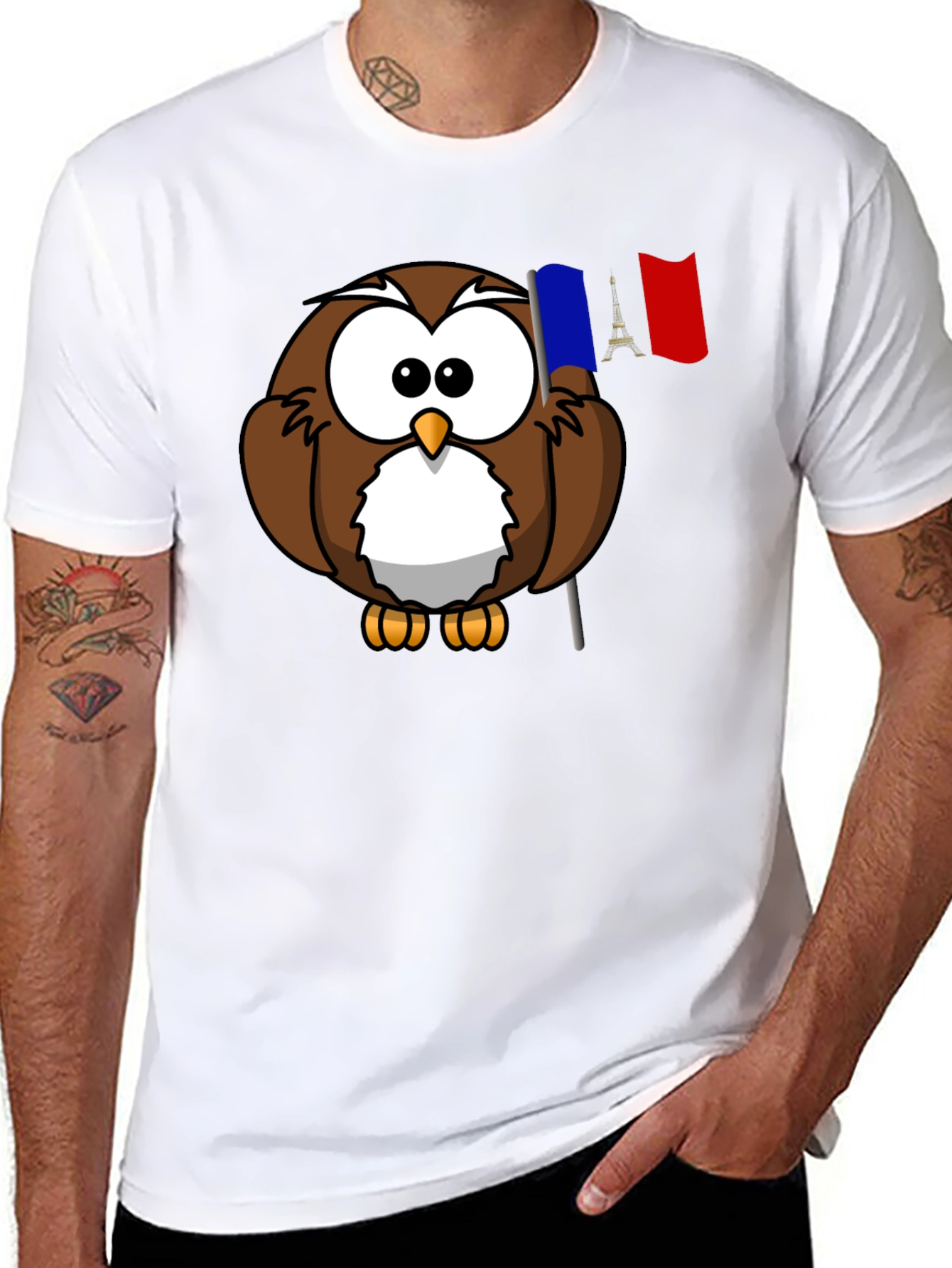 Camiseta Negra con Búho Francés