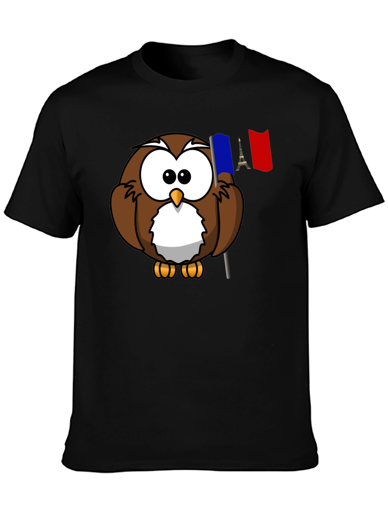 Camiseta Negra con Búho Francés