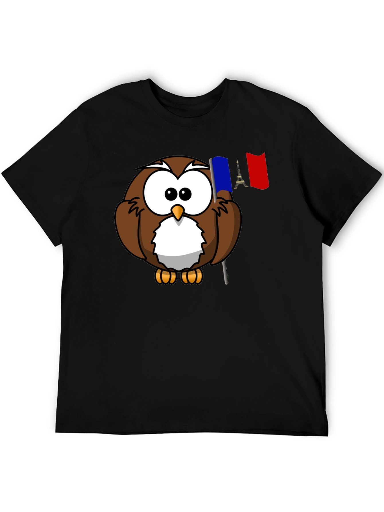 Camiseta Negra con Búho Francés