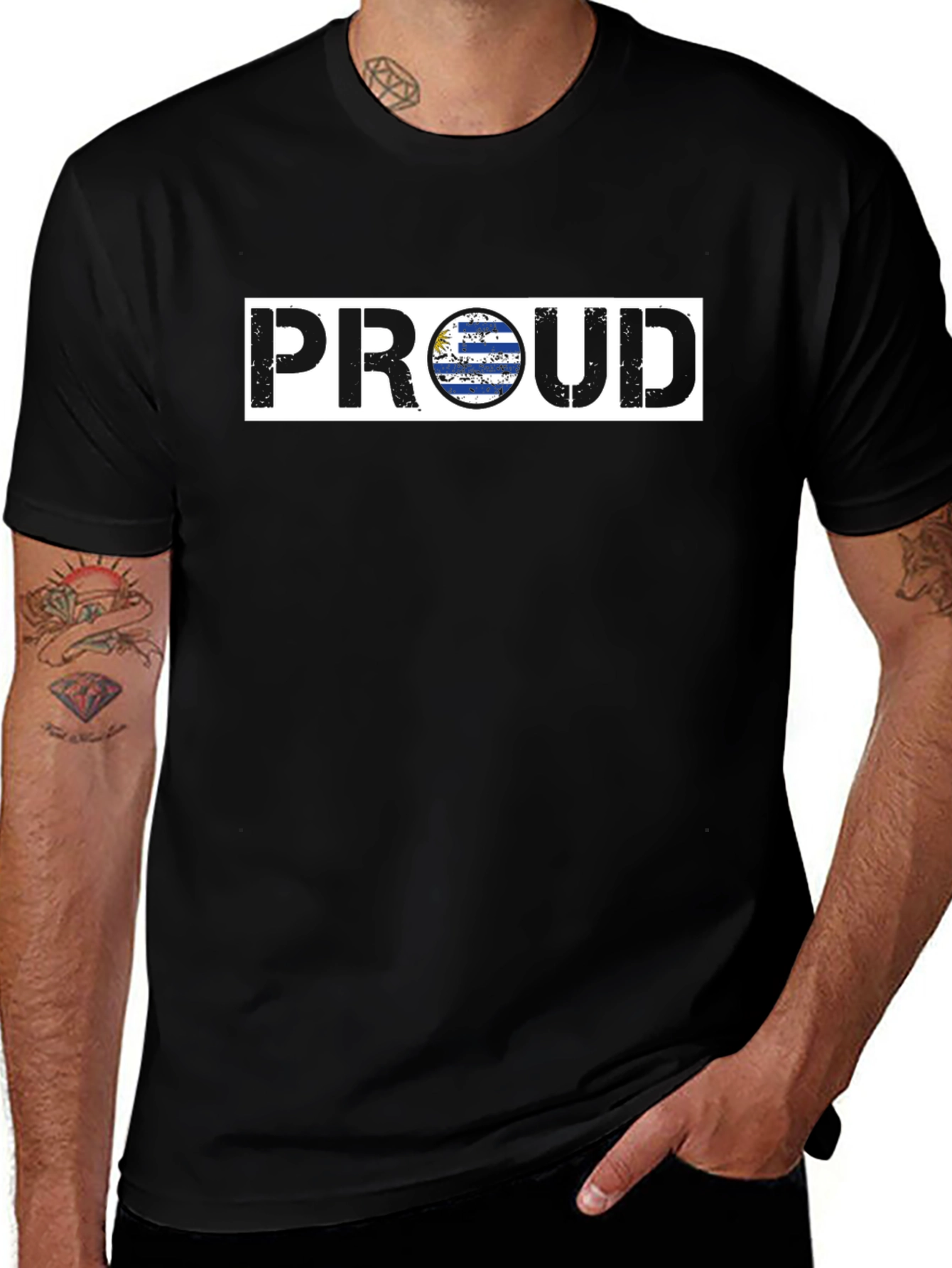 Camiseta Negra PROUD Uruguay - Estilo Casual