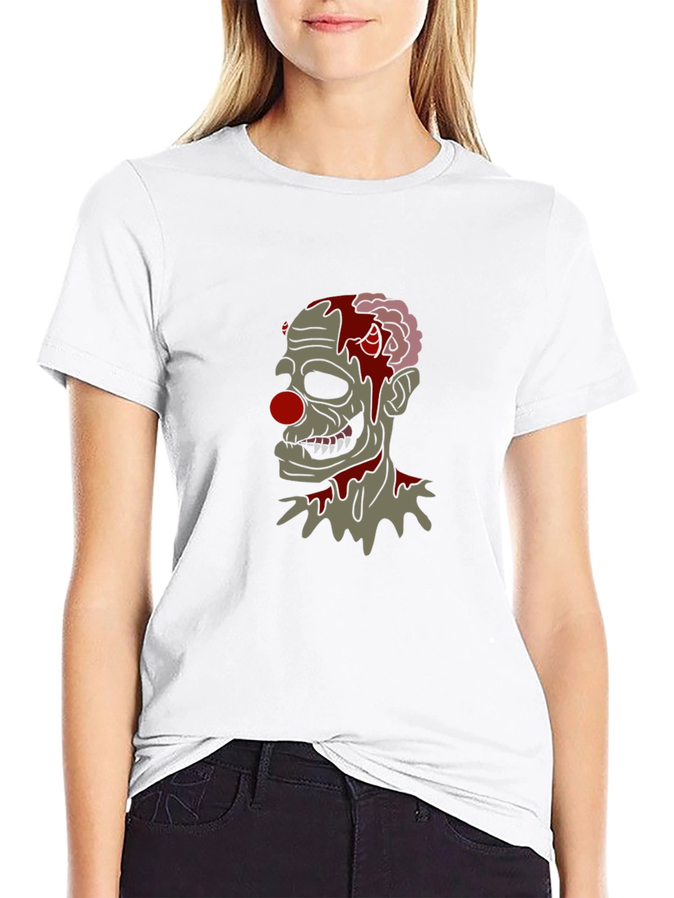 Camiseta Negra con Diseño de Payaso Zombie