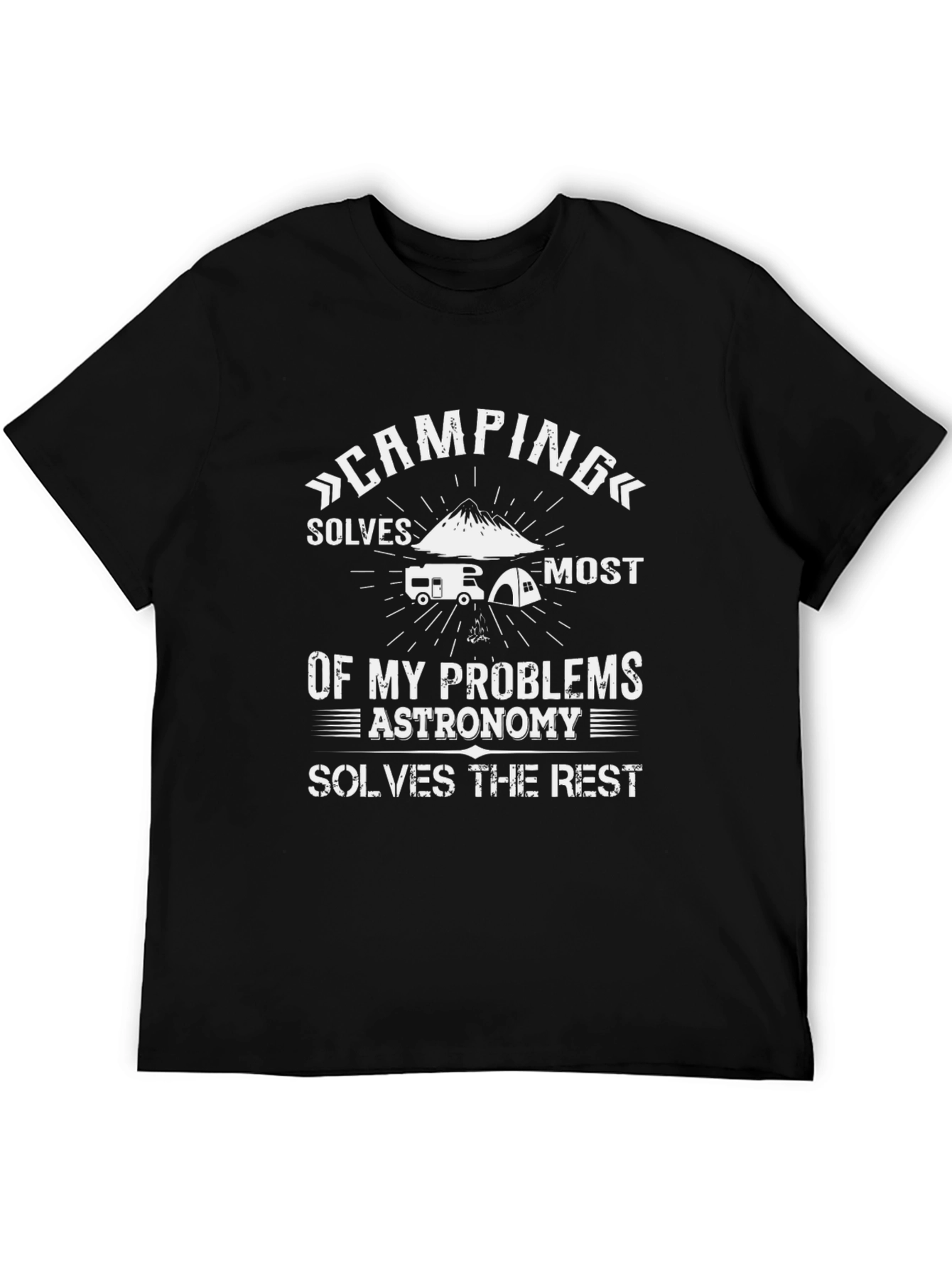 Camiseta Negra Camping Solves Problems