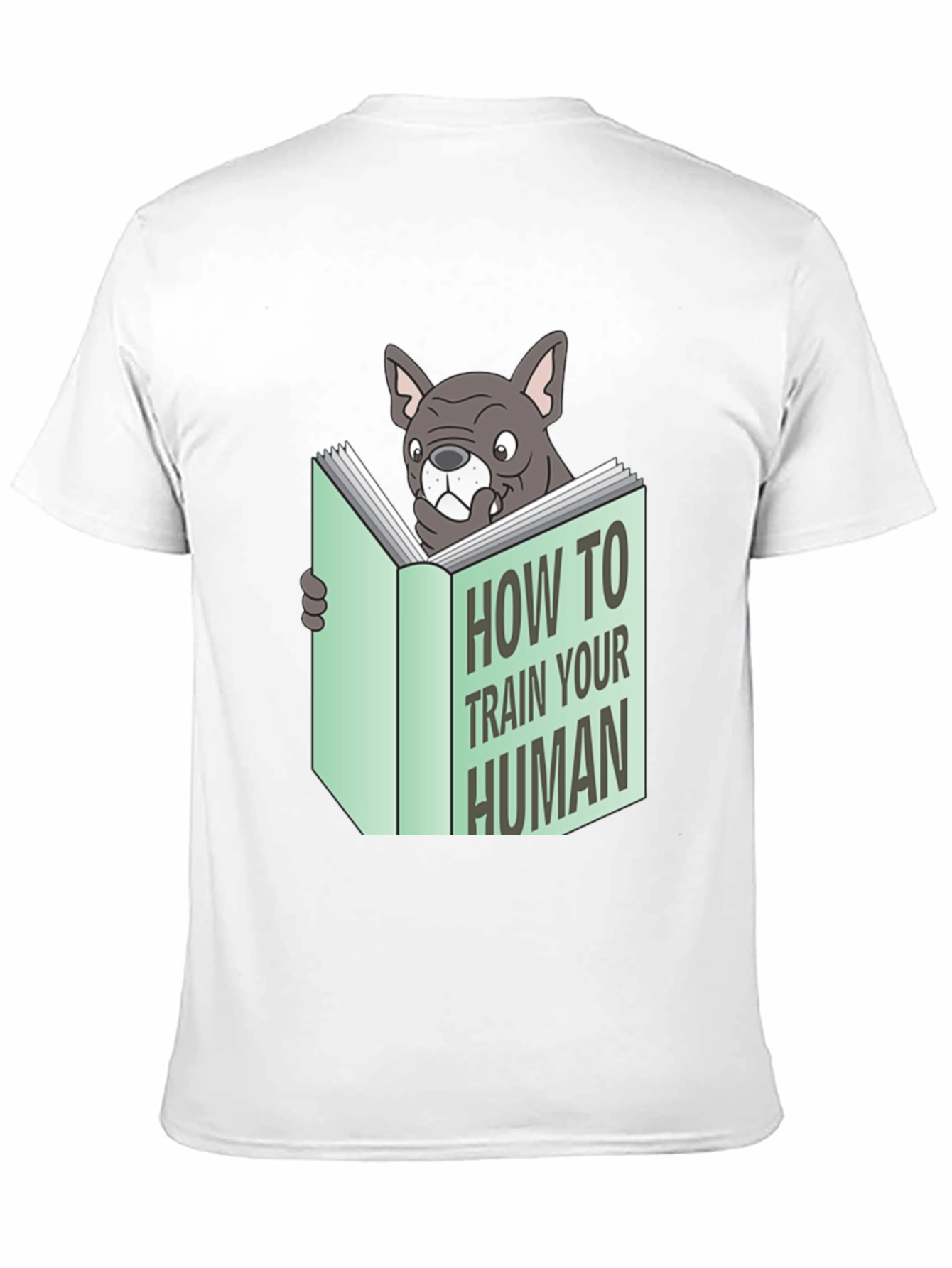 Camiseta Negra con Diseño Divertido de Bulldog Lector