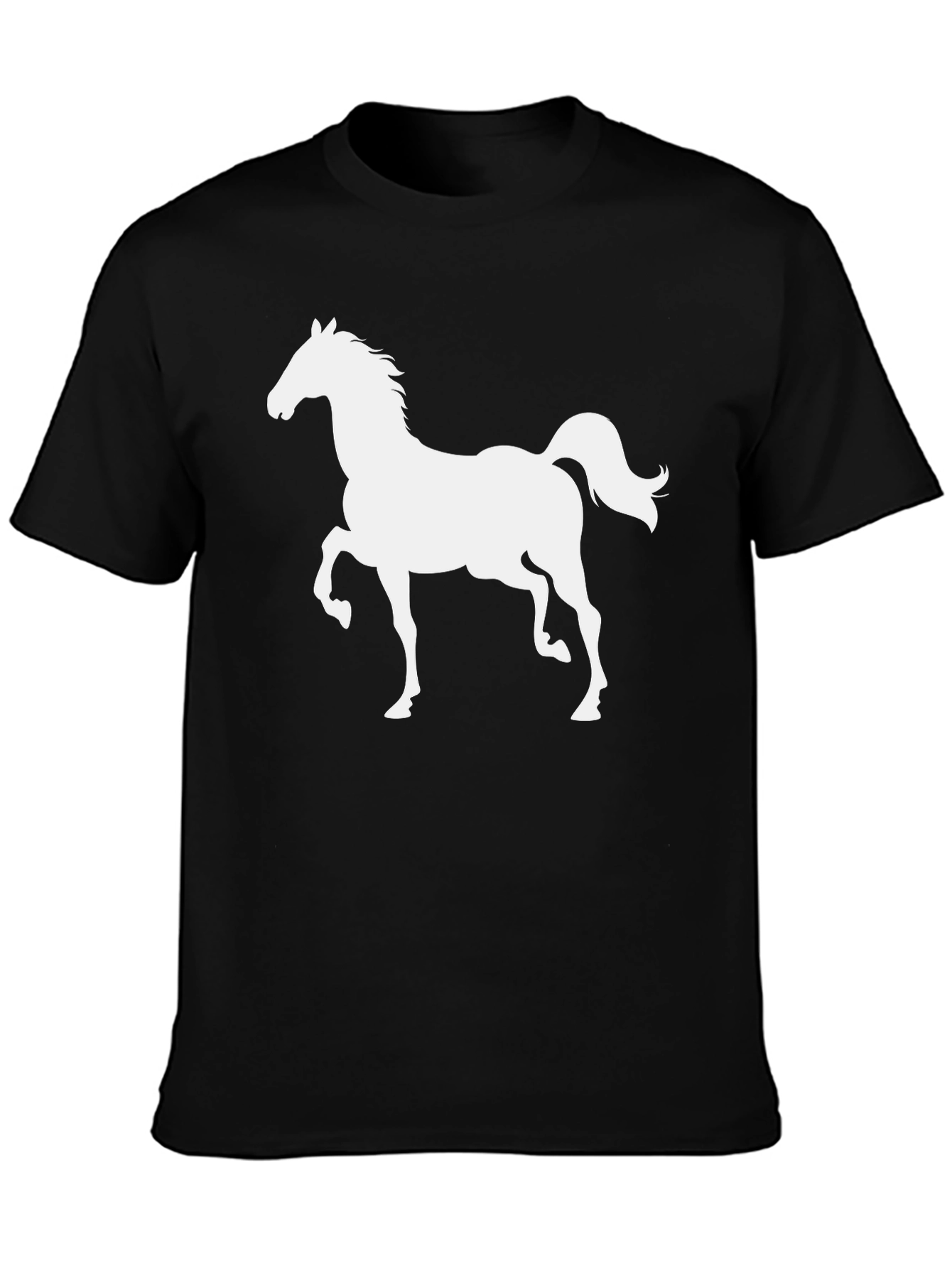 Camiseta Negra con Silueta de Caballo Blanco