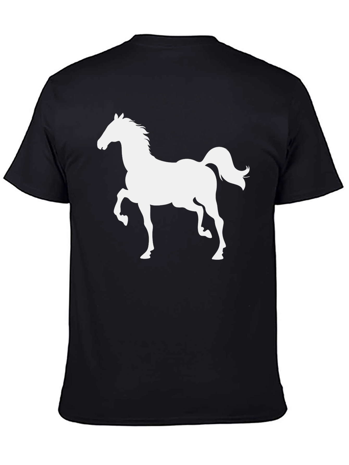 Camiseta Negra con Silueta de Caballo Blanco
