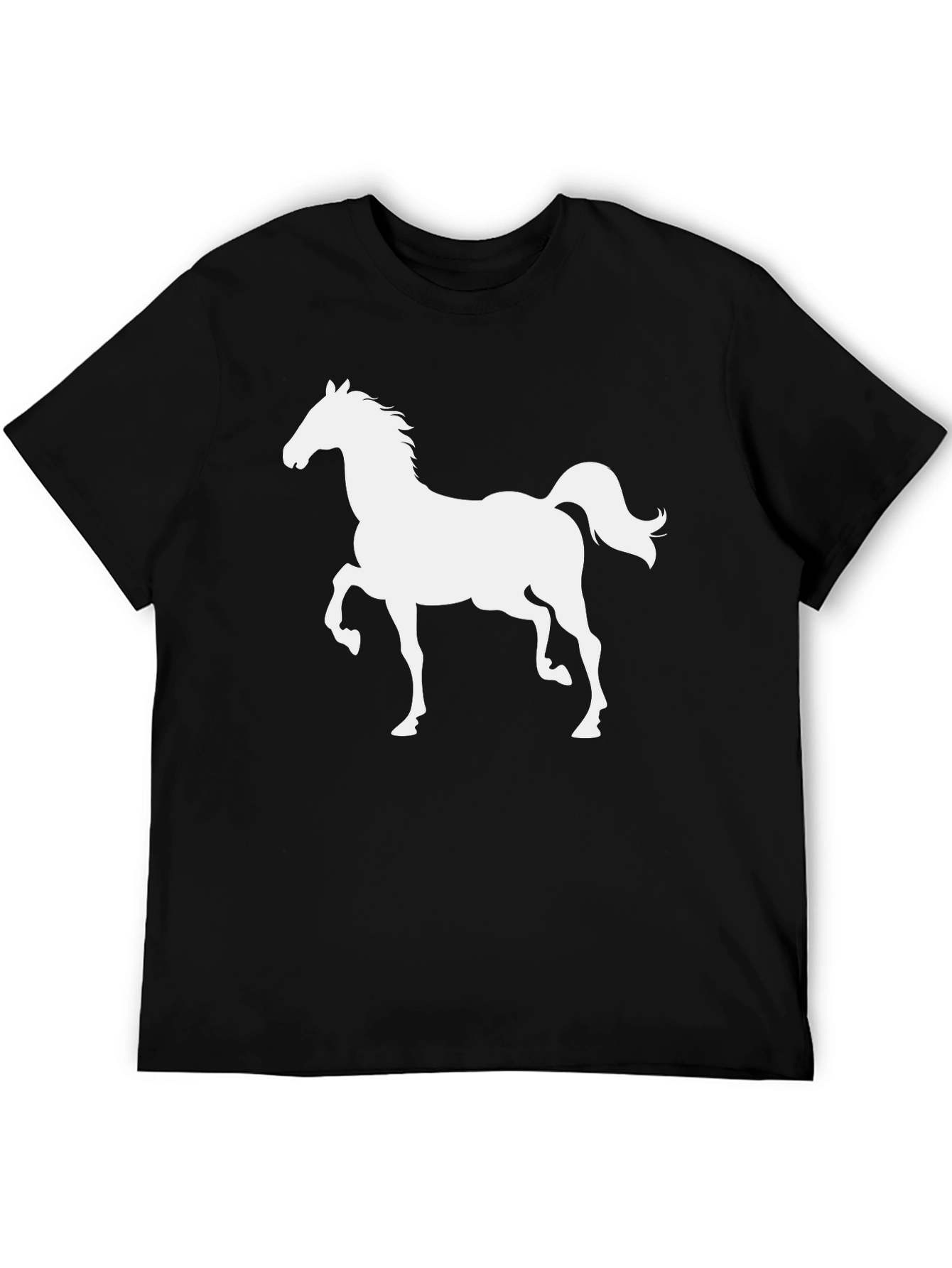 Camiseta Negra con Silueta de Caballo Blanco