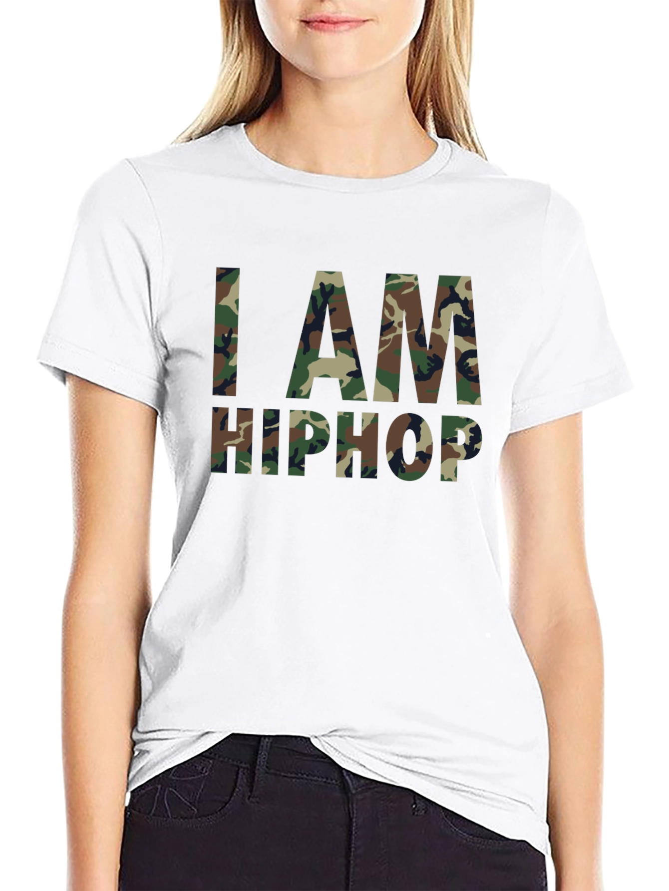 Camiseta Negra I AM HIP HOP Camuflaje
