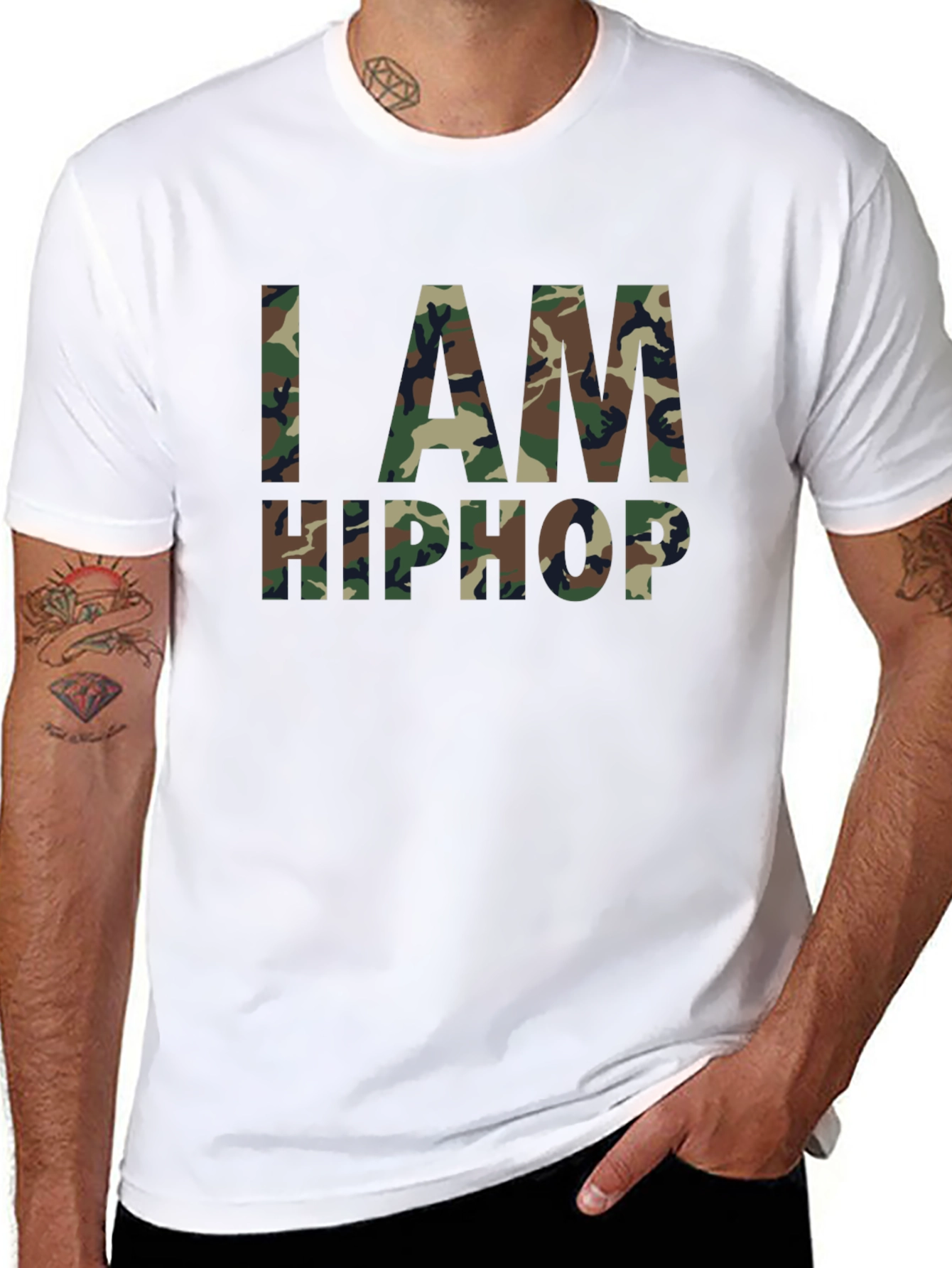 Camiseta Negra I AM HIP HOP Camuflaje