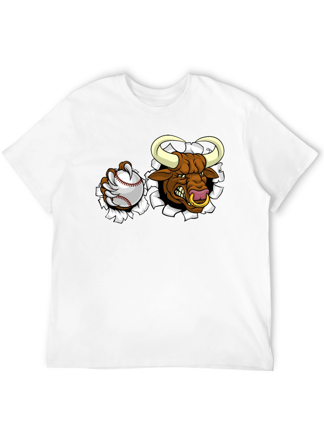 Camiseta Negra con Toro de Béisbol