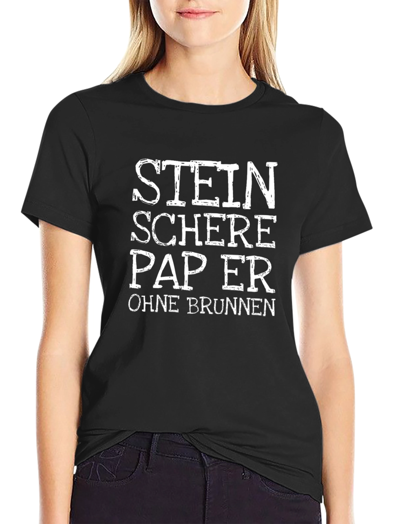 Camiseta Negra Stein Schere Papier Ohne Brunnen