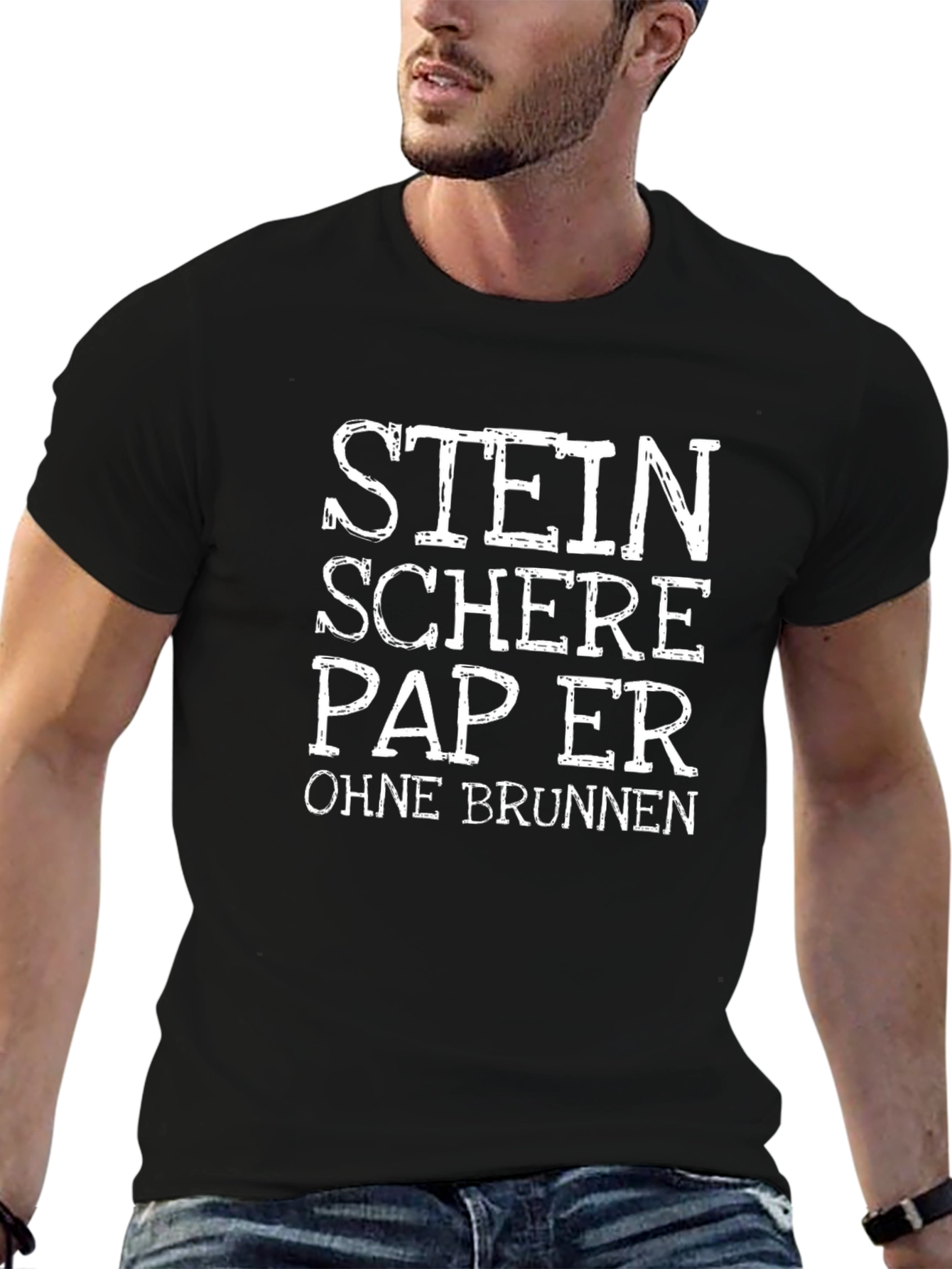 Camiseta Negra Stein Schere Papier Ohne Brunnen