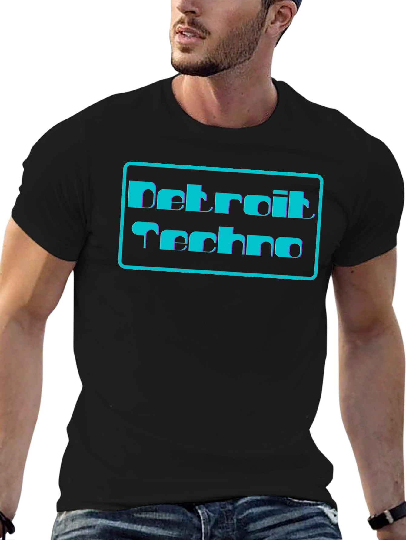 Camiseta Negra Detroit Techno Estilo Retro
