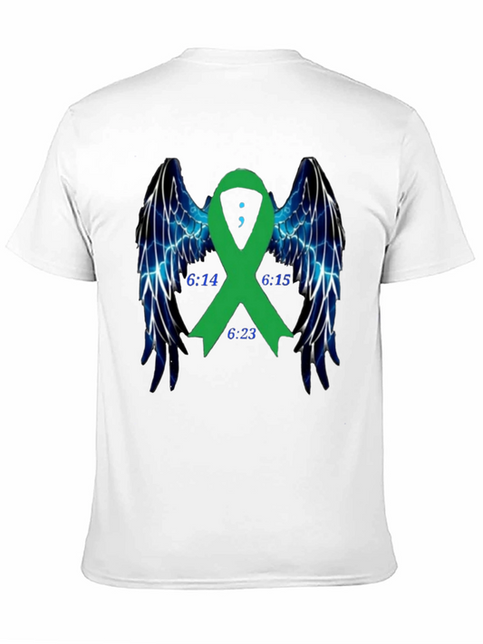 Camiseta Negra Con Cinta Verde y Alas