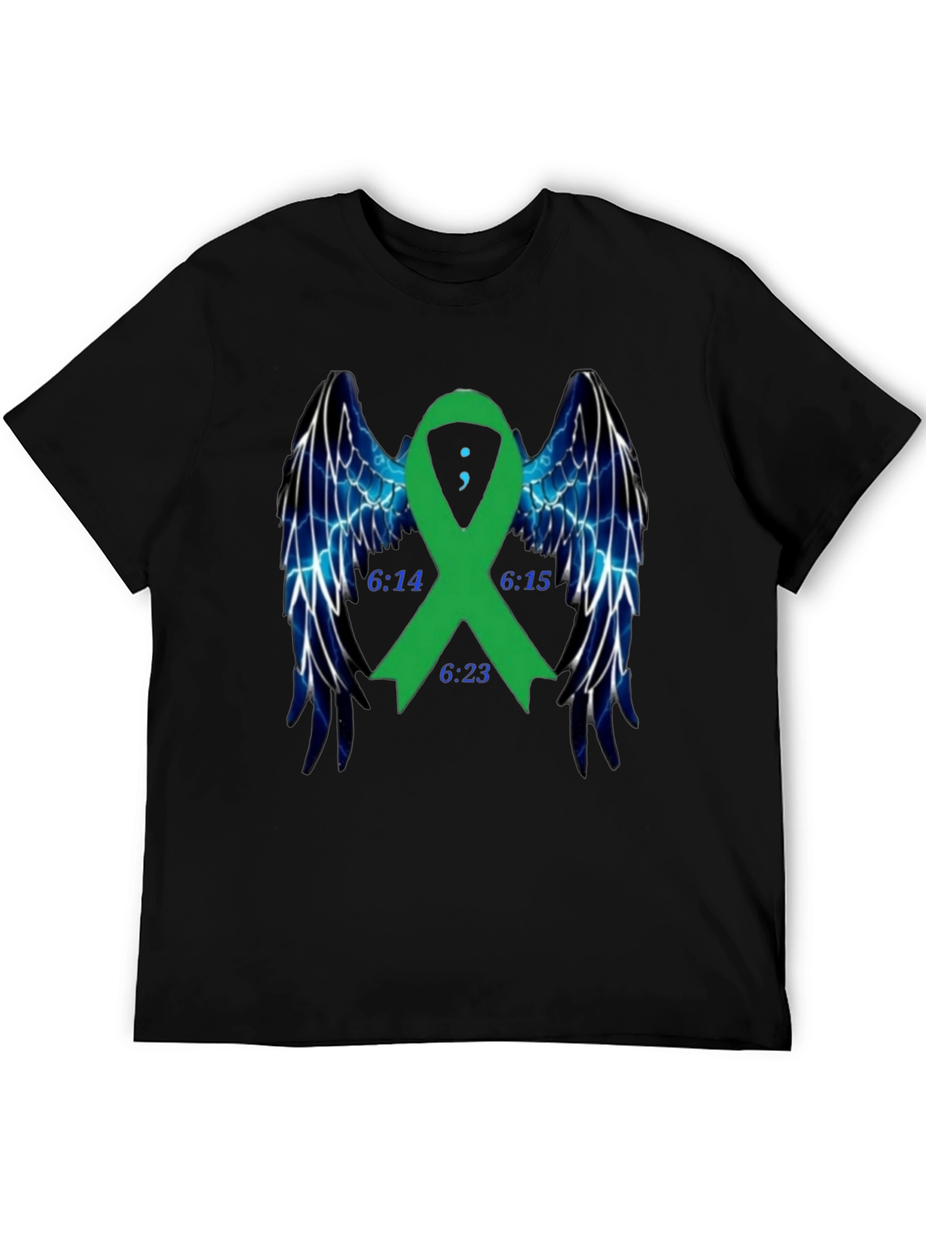 Camiseta Negra Con Cinta Verde y Alas