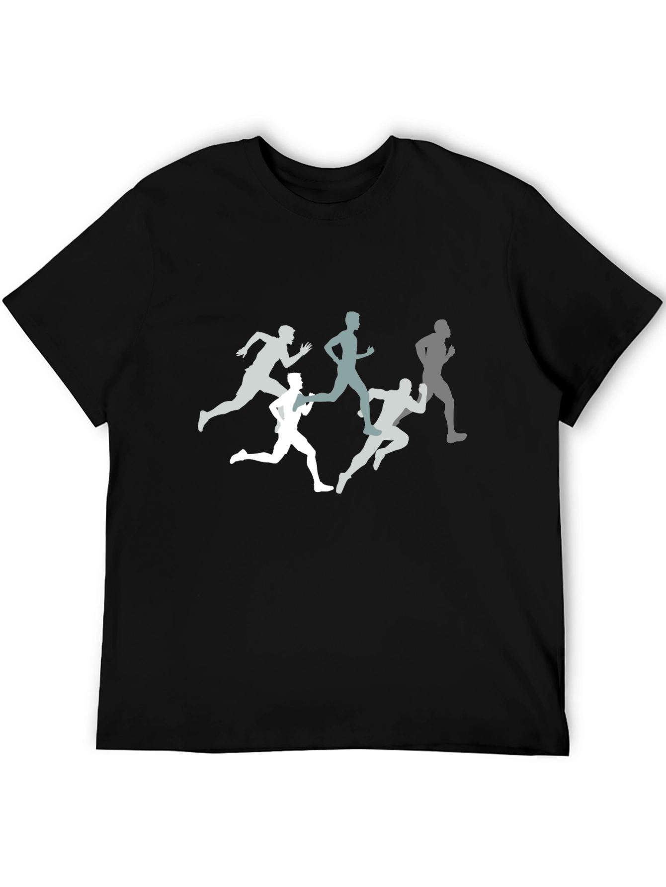 Camiseta Negra Hombre Estampado Corredores
