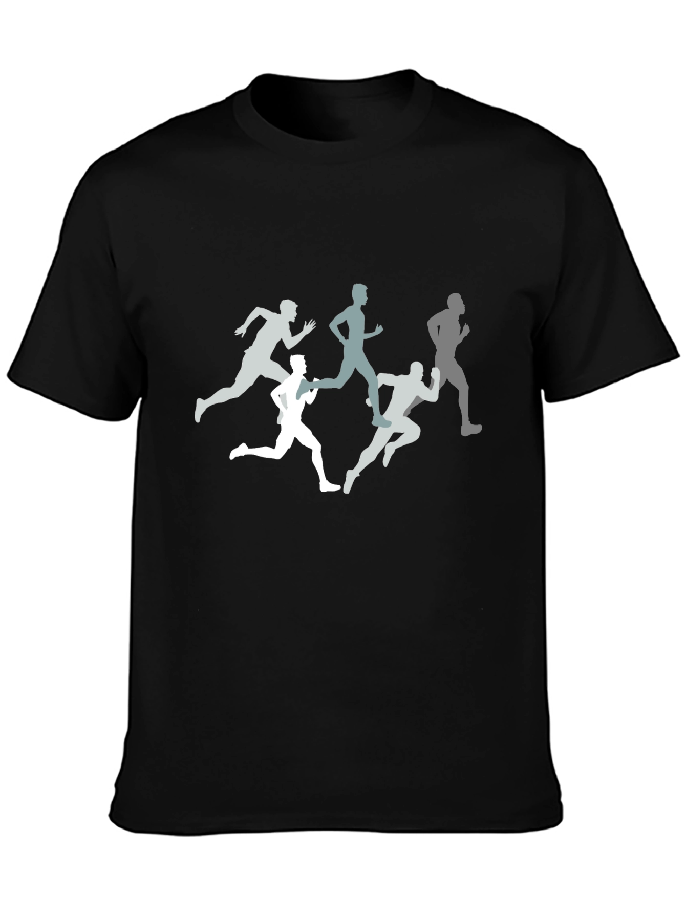 Camiseta Negra Hombre Estampado Corredores