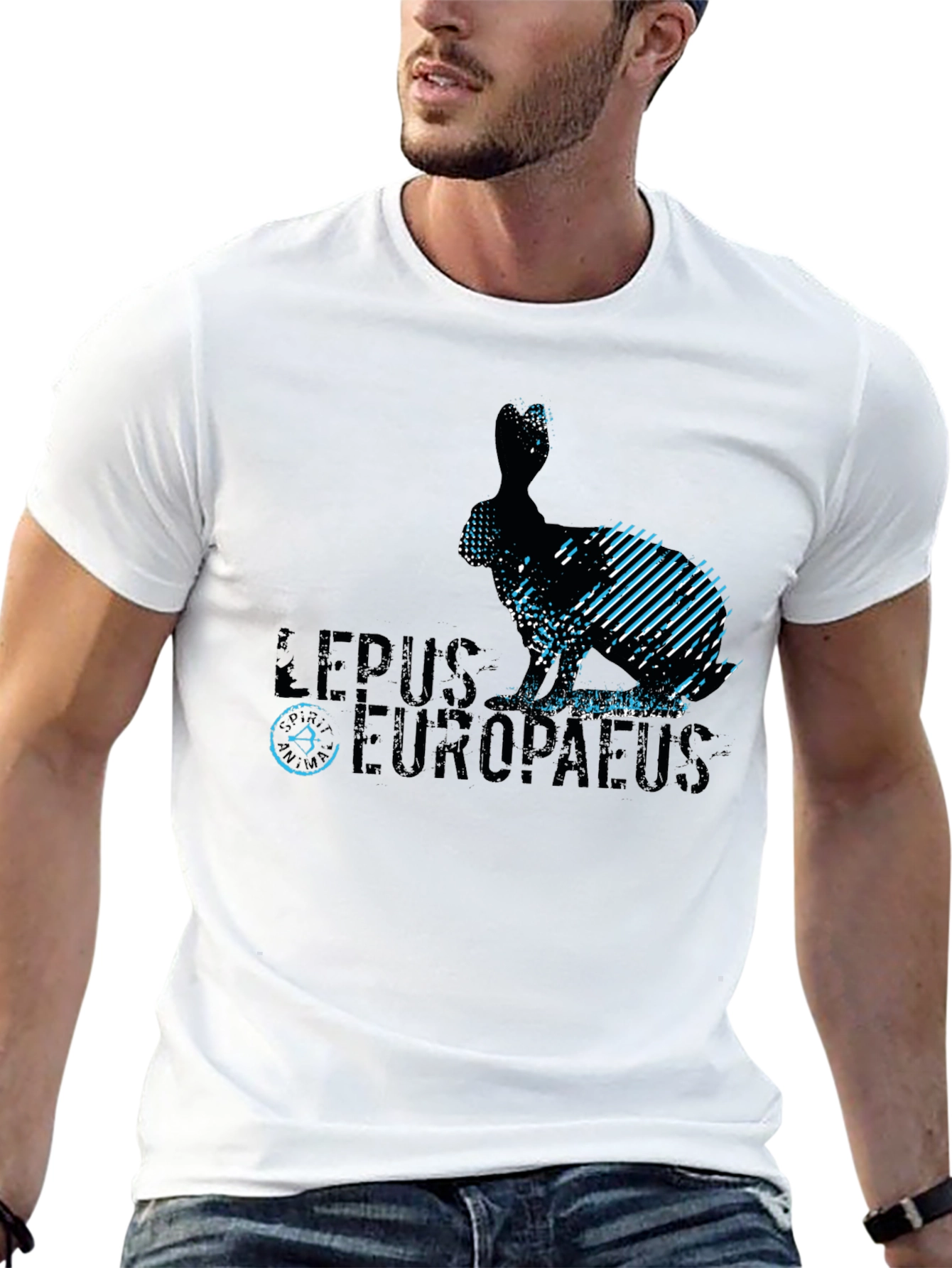 Camiseta Negra Diseño Liebre Europea