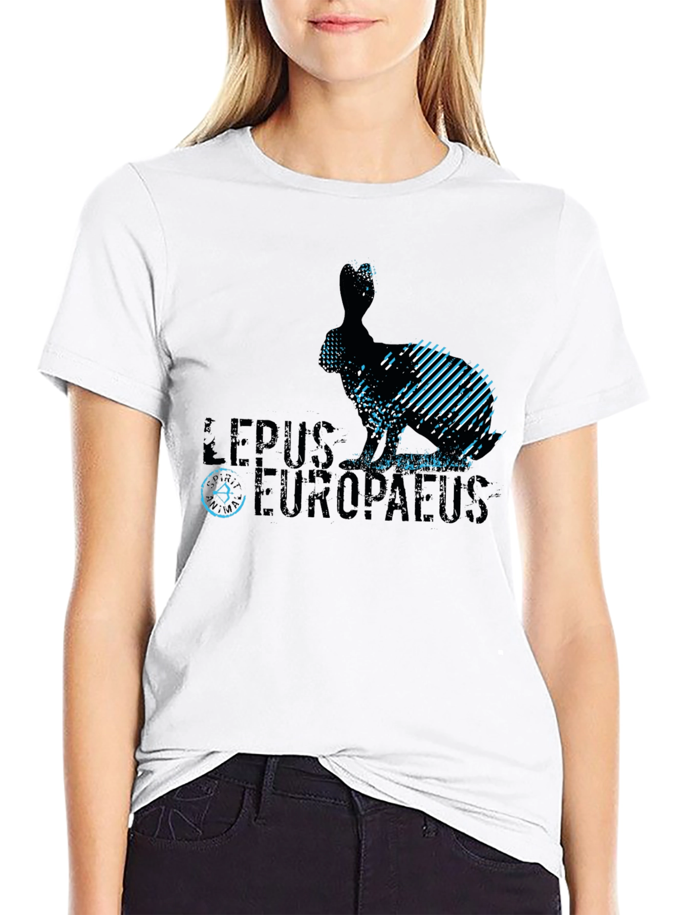Camiseta Negra Diseño Liebre Europea