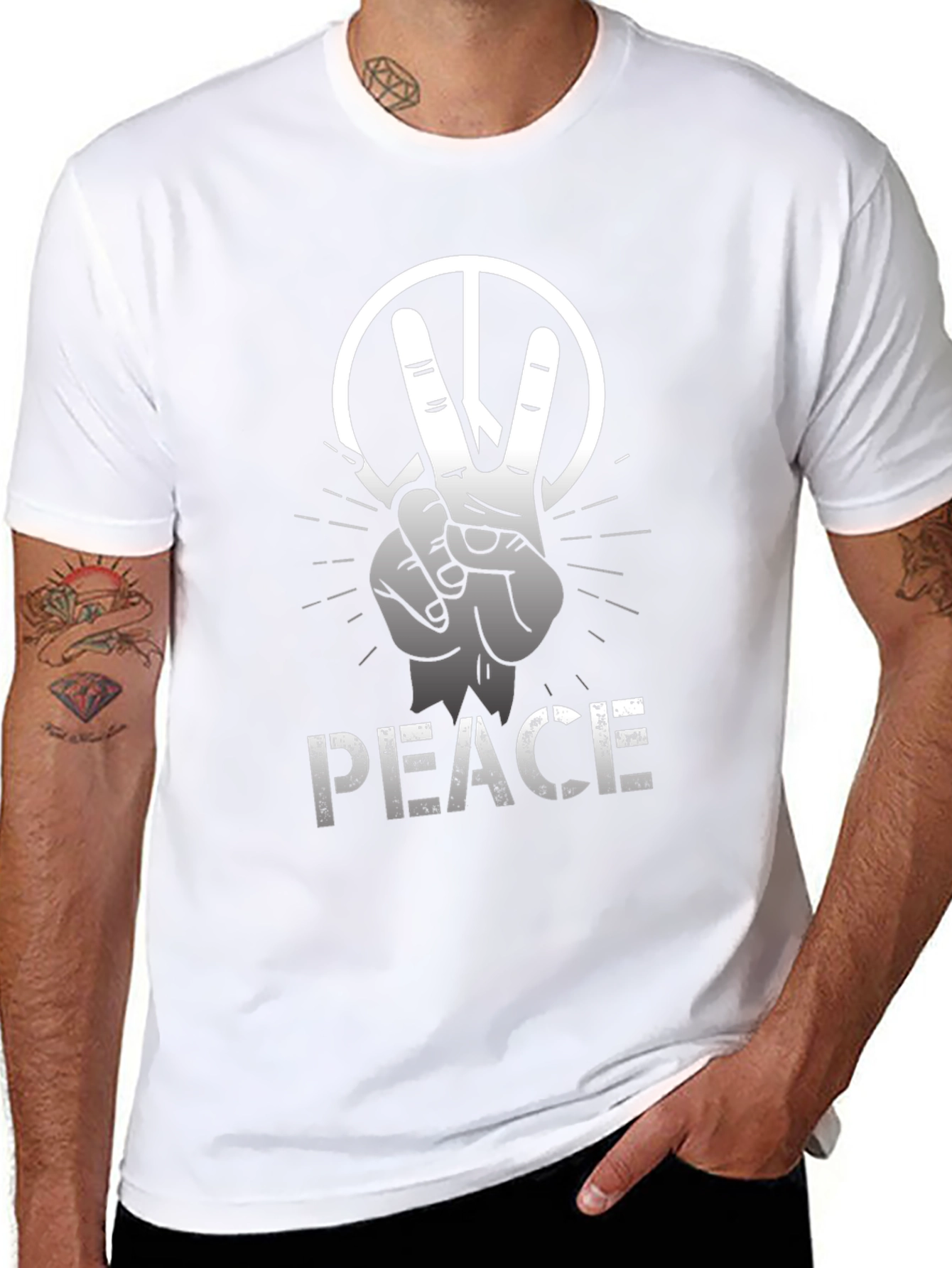 Camiseta Negra con Diseño de Paz