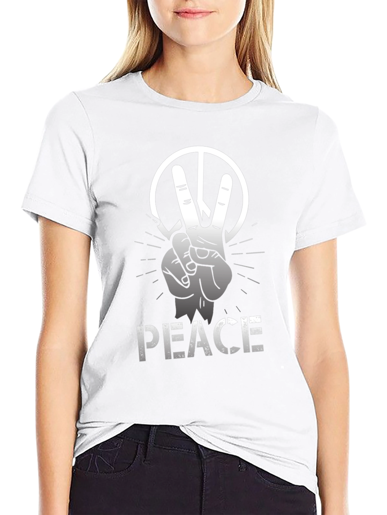 Camiseta Negra con Diseño de Paz