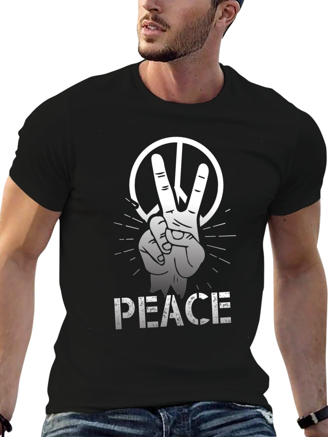 Camiseta Negra con Diseño de Paz
