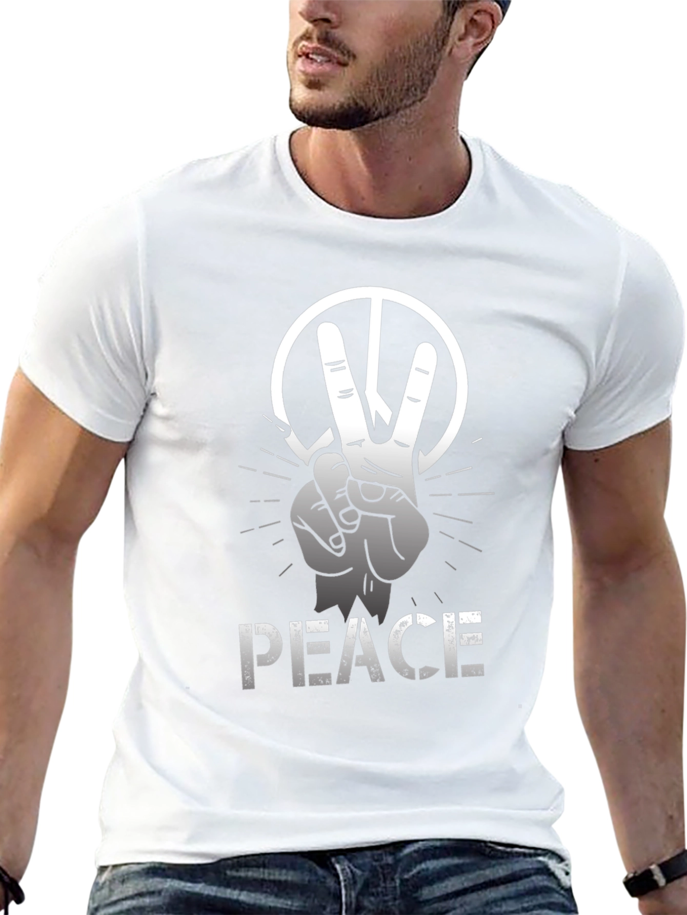 Camiseta Negra con Diseño de Paz