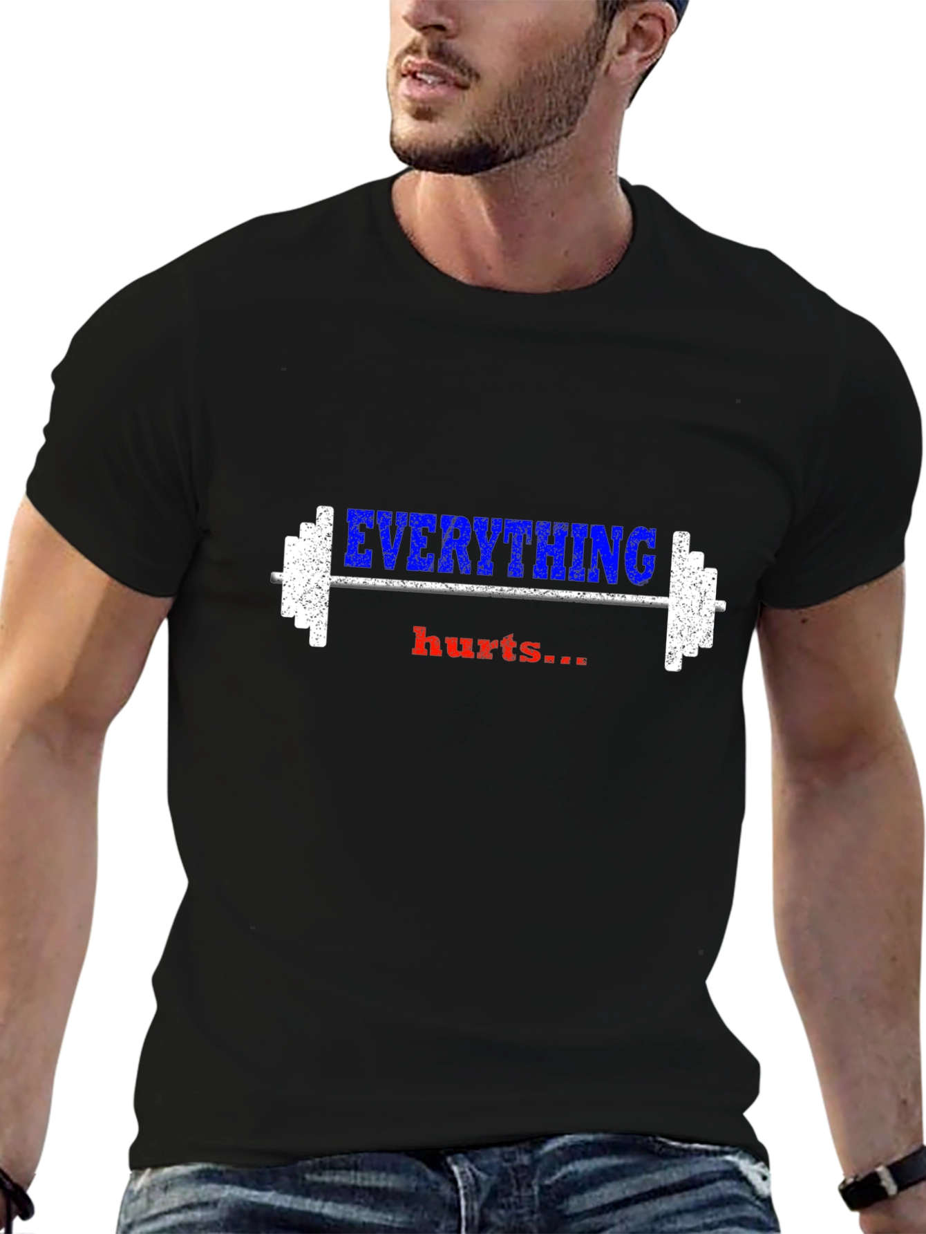 Camiseta Negra Deportiva - Everything Hurts