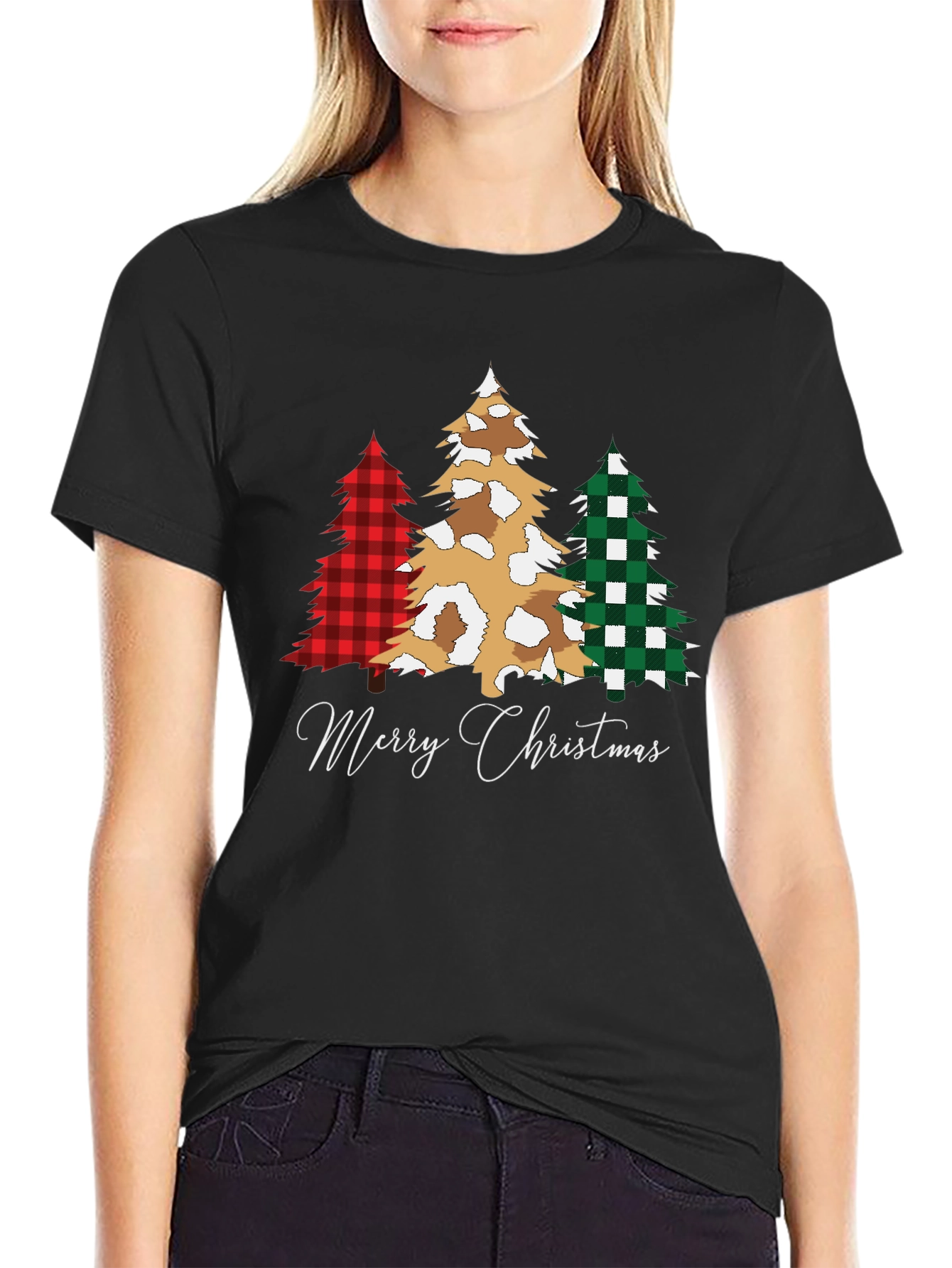 Camiseta Navideña con Árboles