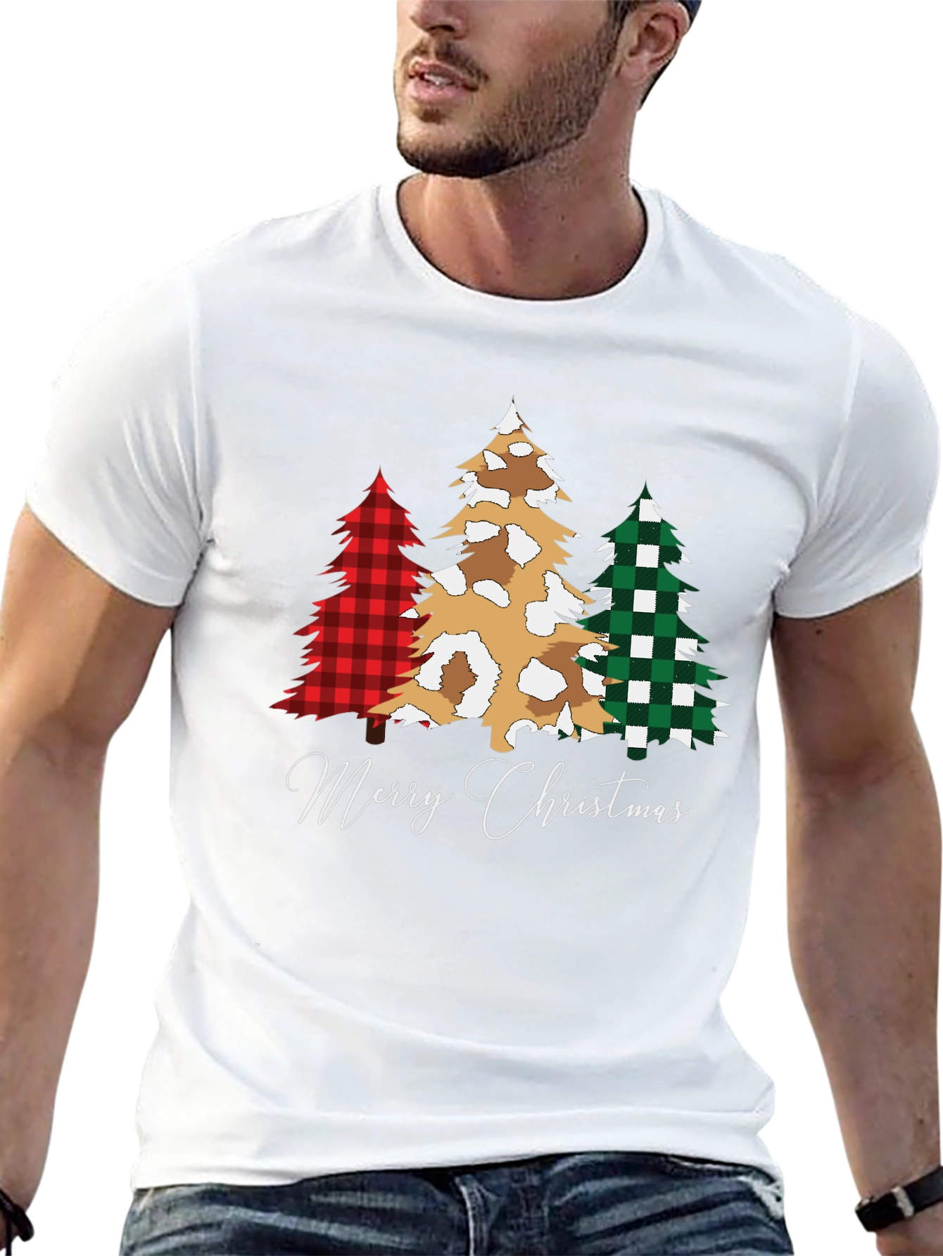 Camiseta Navideña con Árboles