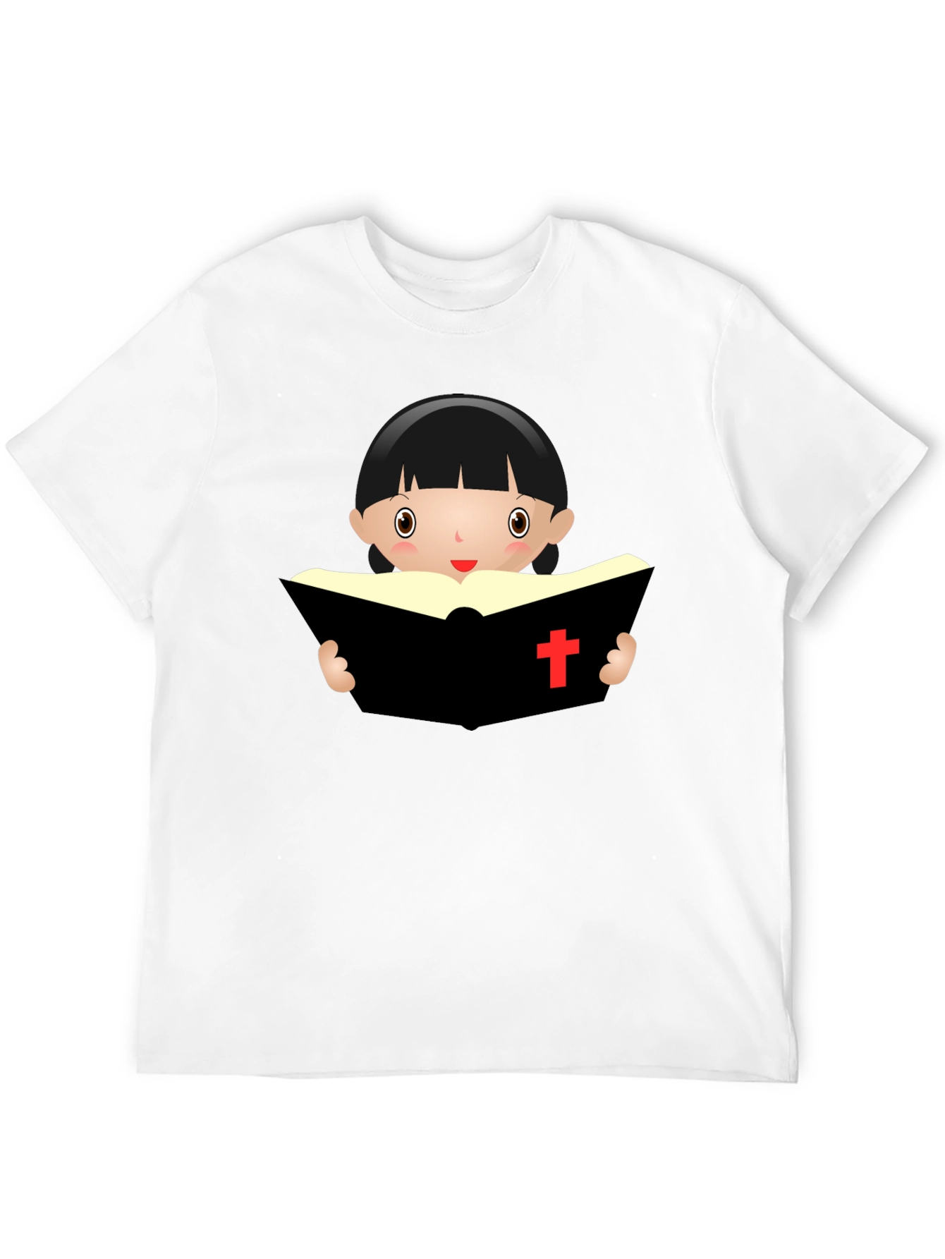 Camiseta Negra con Diseño de Niña Lectora