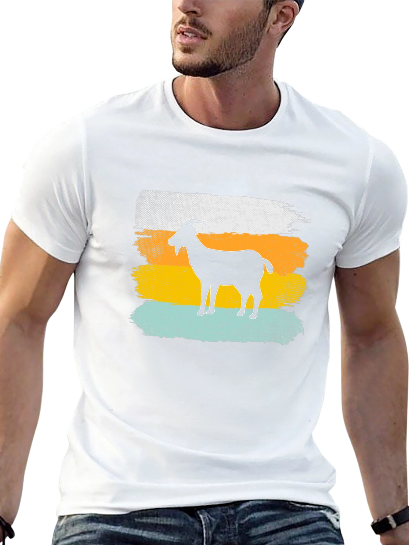 Camiseta Hombre Diseño Cabra Retro