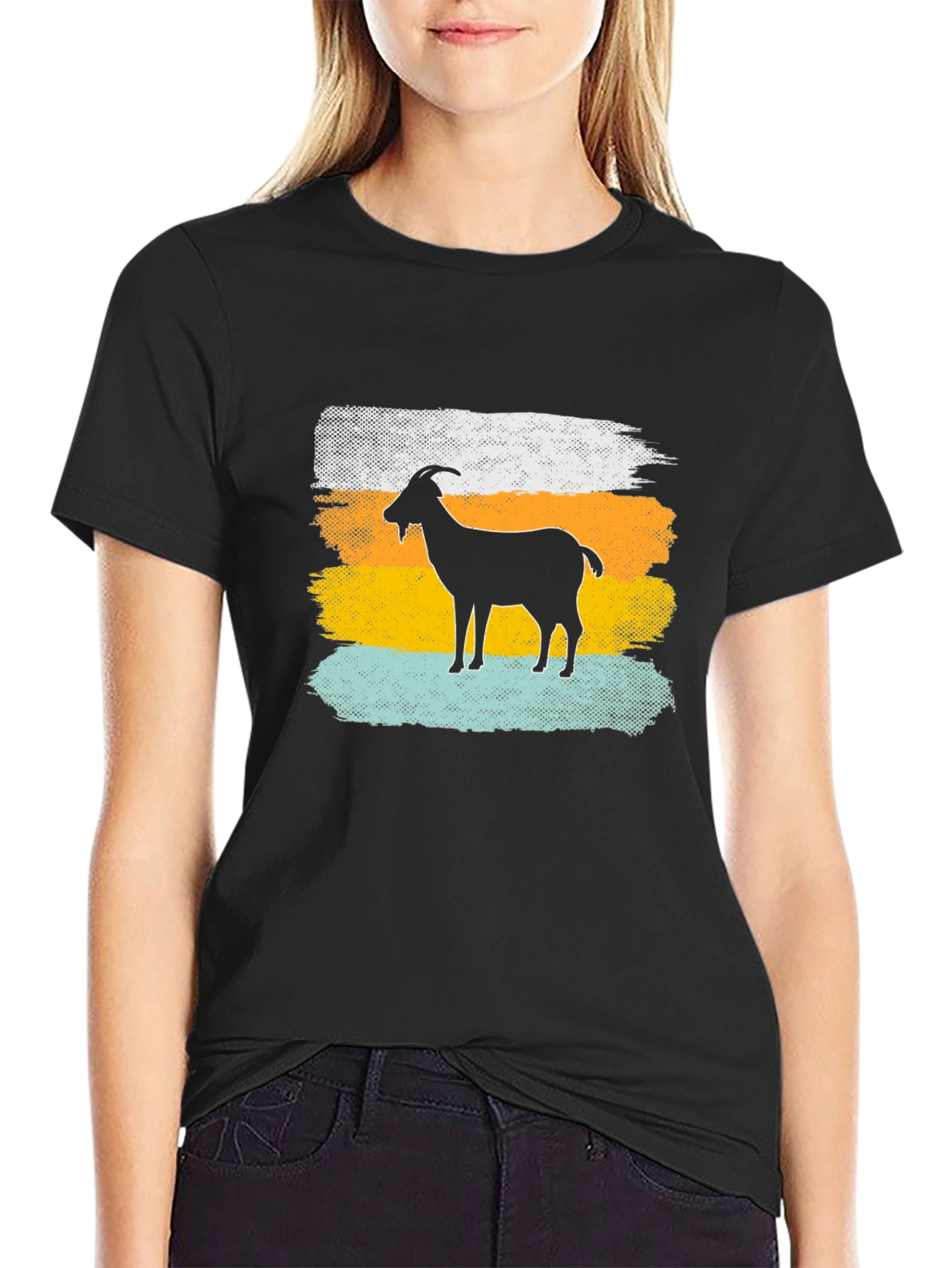 Camiseta Hombre Diseño Cabra Retro