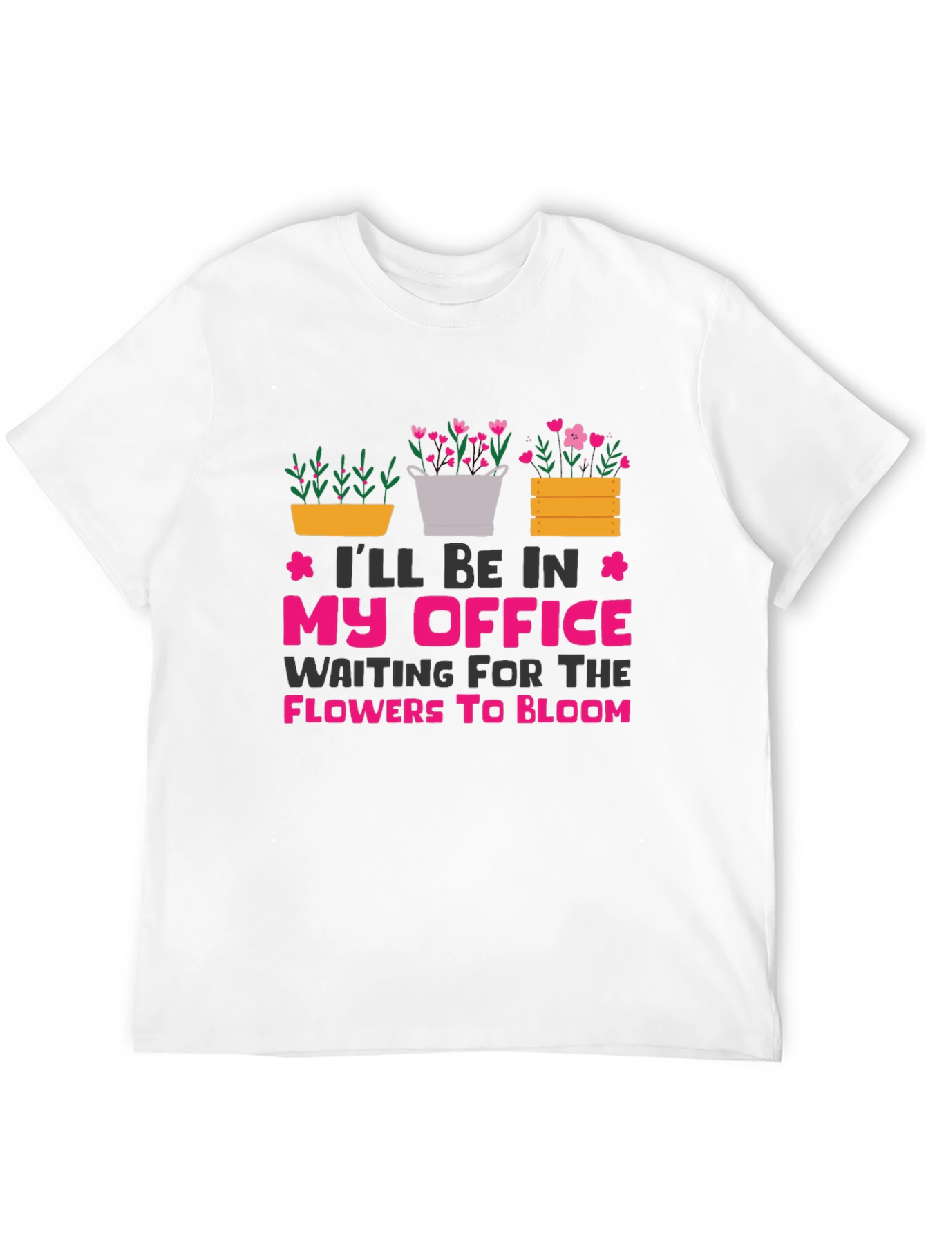 Camiseta Negra My Office Waiting For Flowers