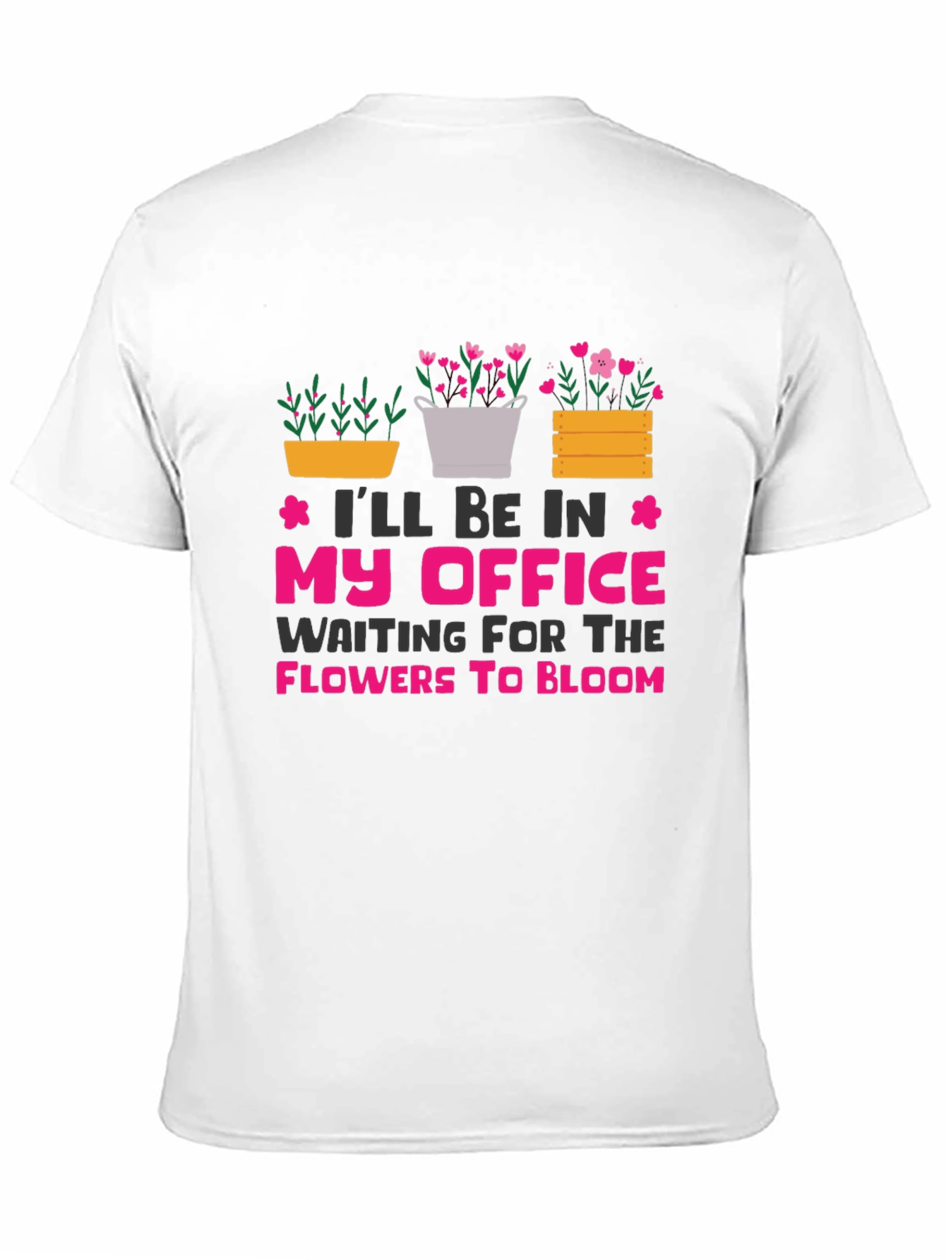 Camiseta Negra My Office Waiting For Flowers