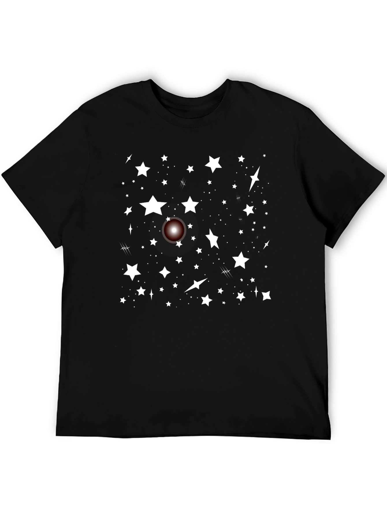 Camiseta Negra Estrellas Hombre Diseño Casual