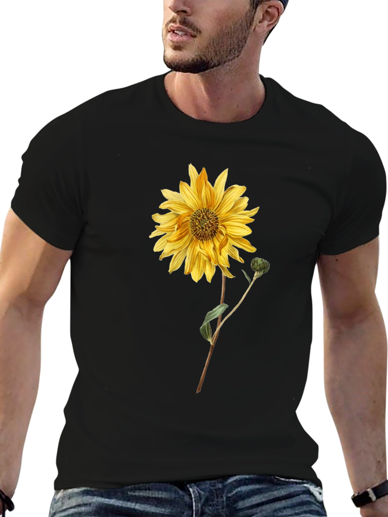 Camiseta Negra con Girasol