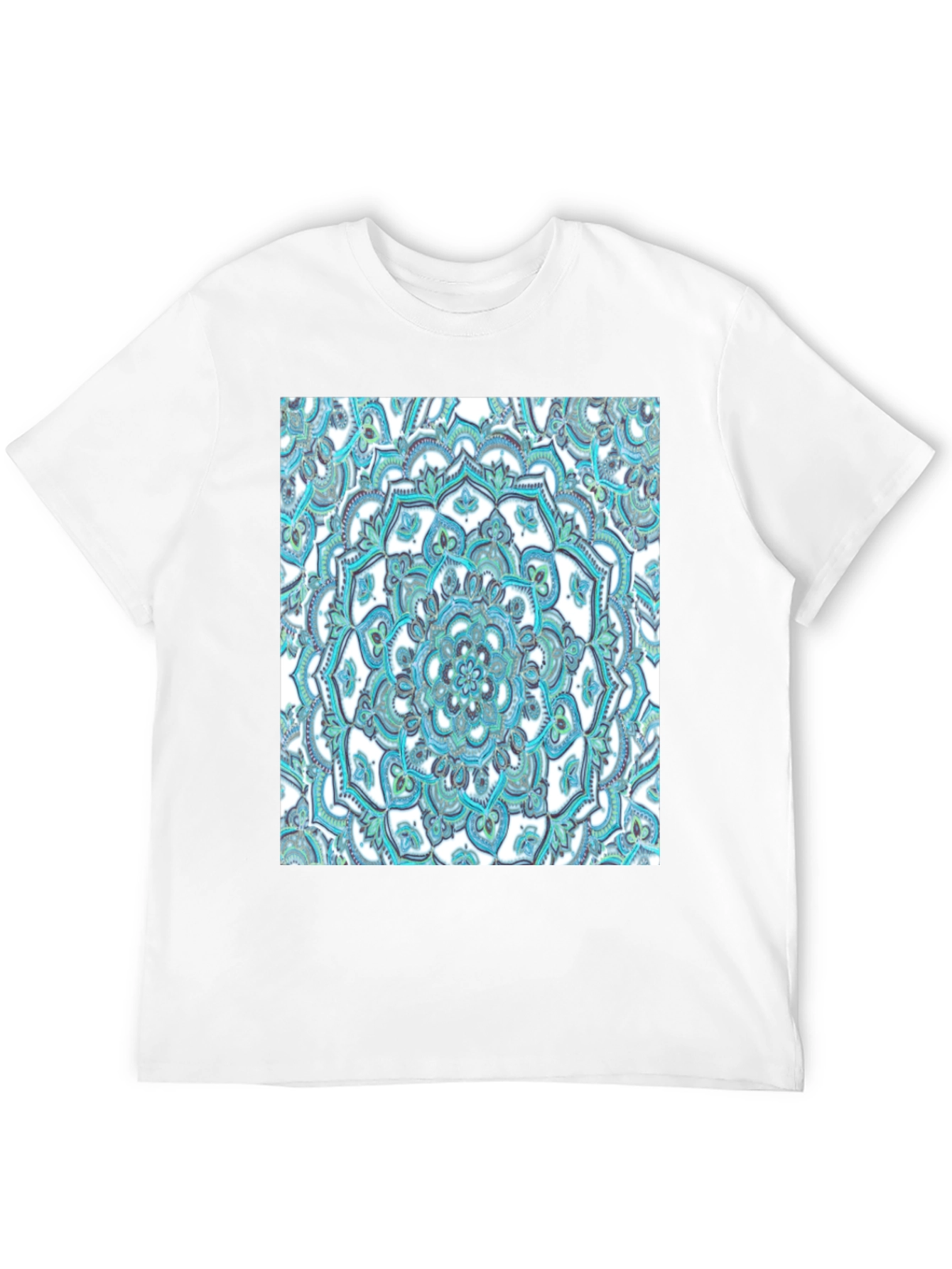 Camiseta Negra con Diseño Mandala Azul