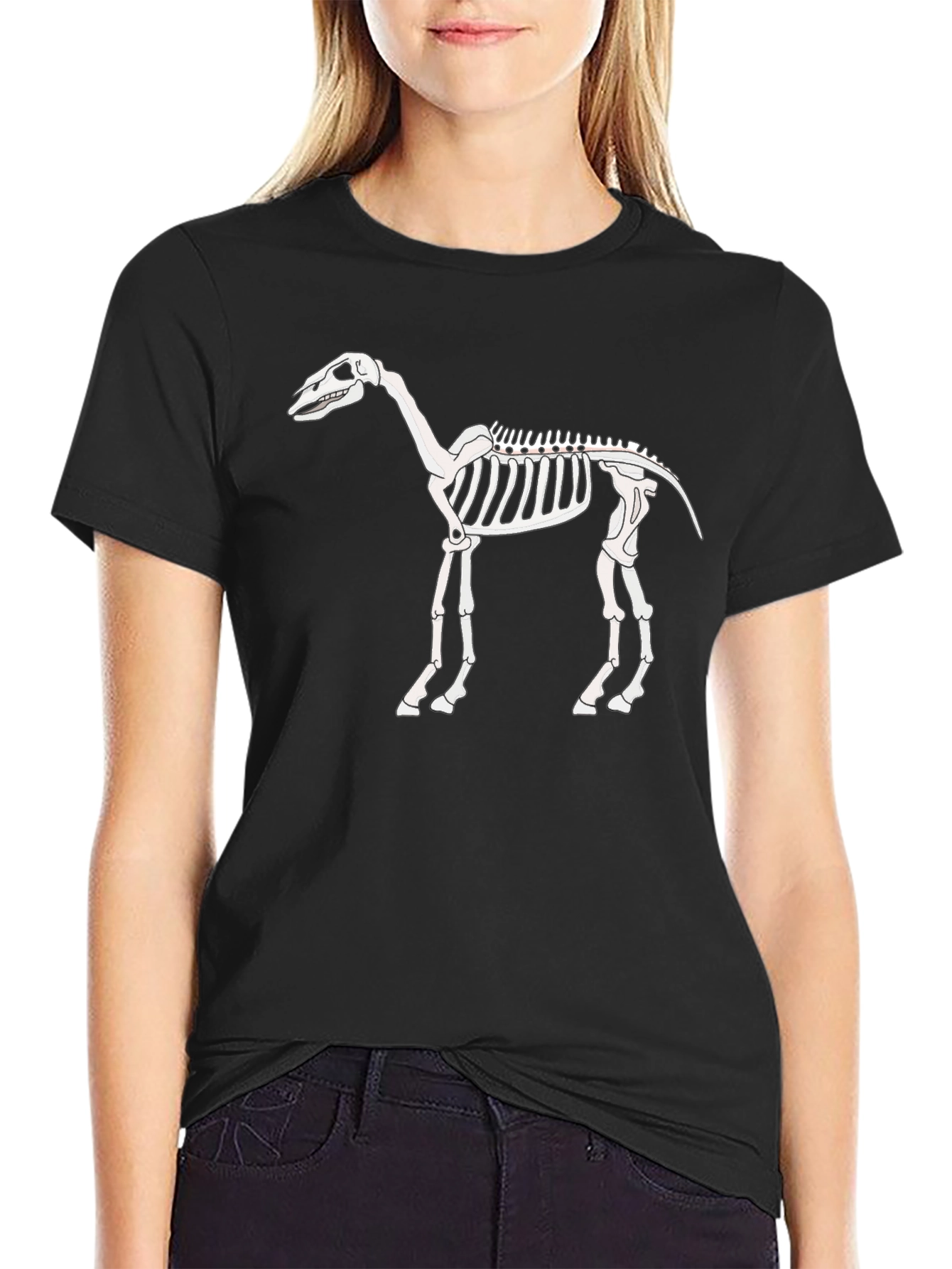 Camiseta Negra con Esqueleto de Caballo